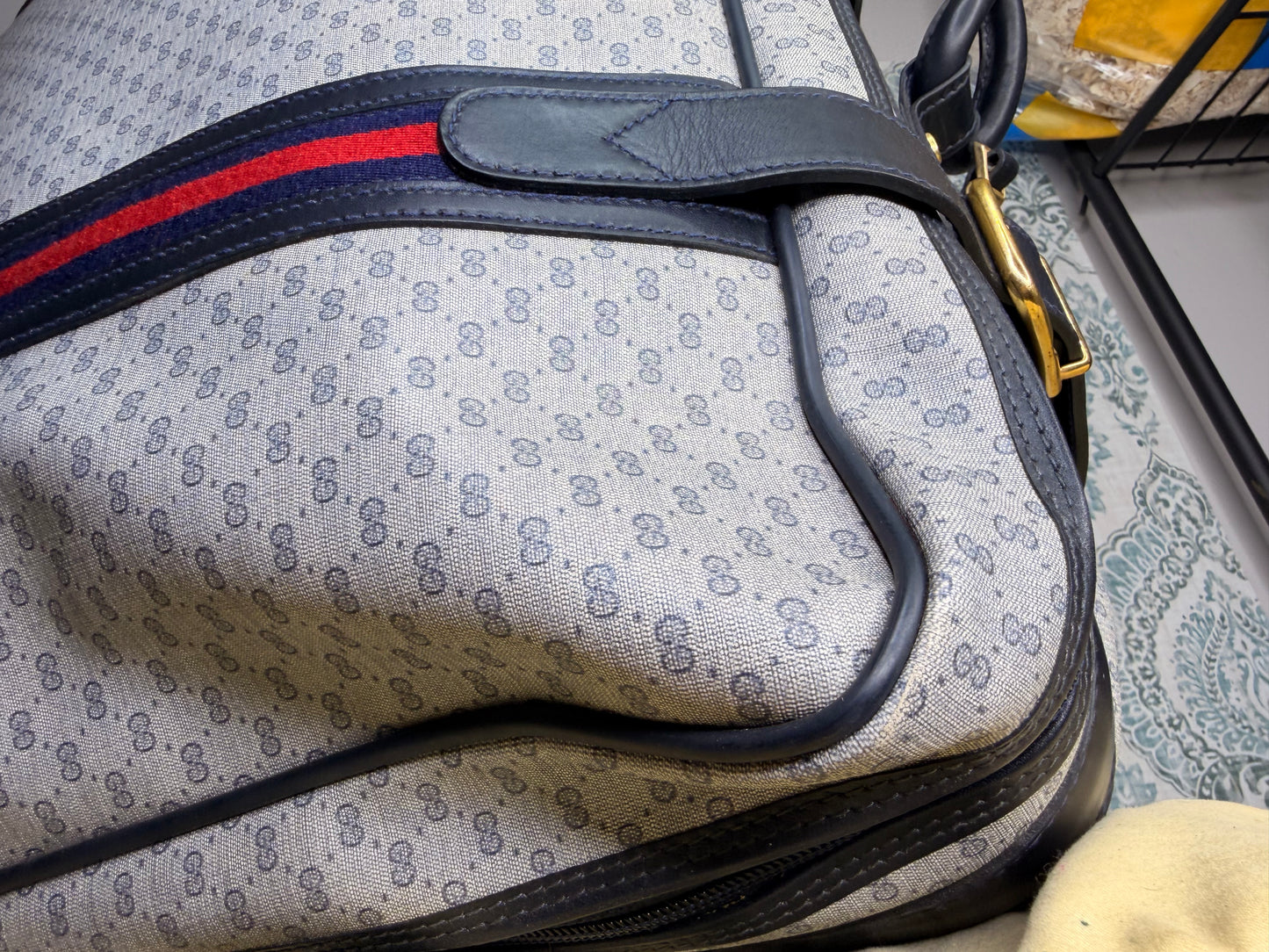 Gucci Navy Sherry Line Soft Suitcase