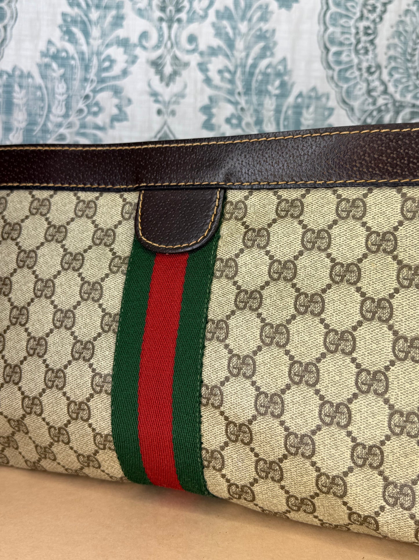 Gucci Supreme Brown Sherry Line Clutch (GG Parfums)
