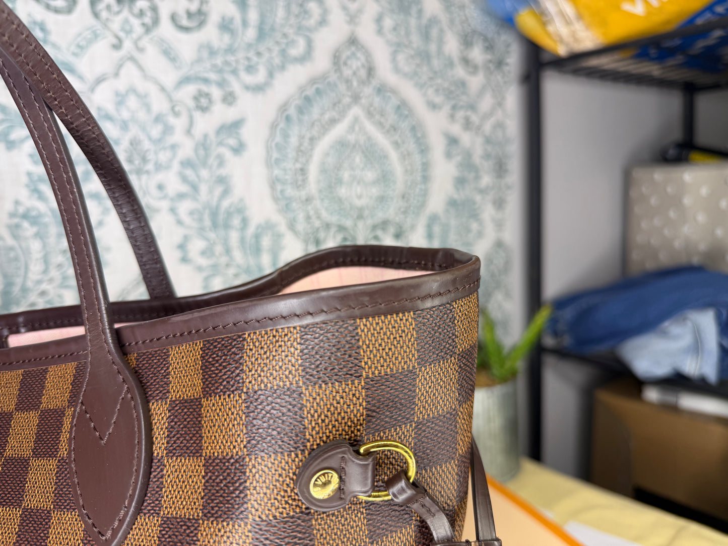 Louis Vuitton Damier Ebene Neverfull MM Rose Ballerine