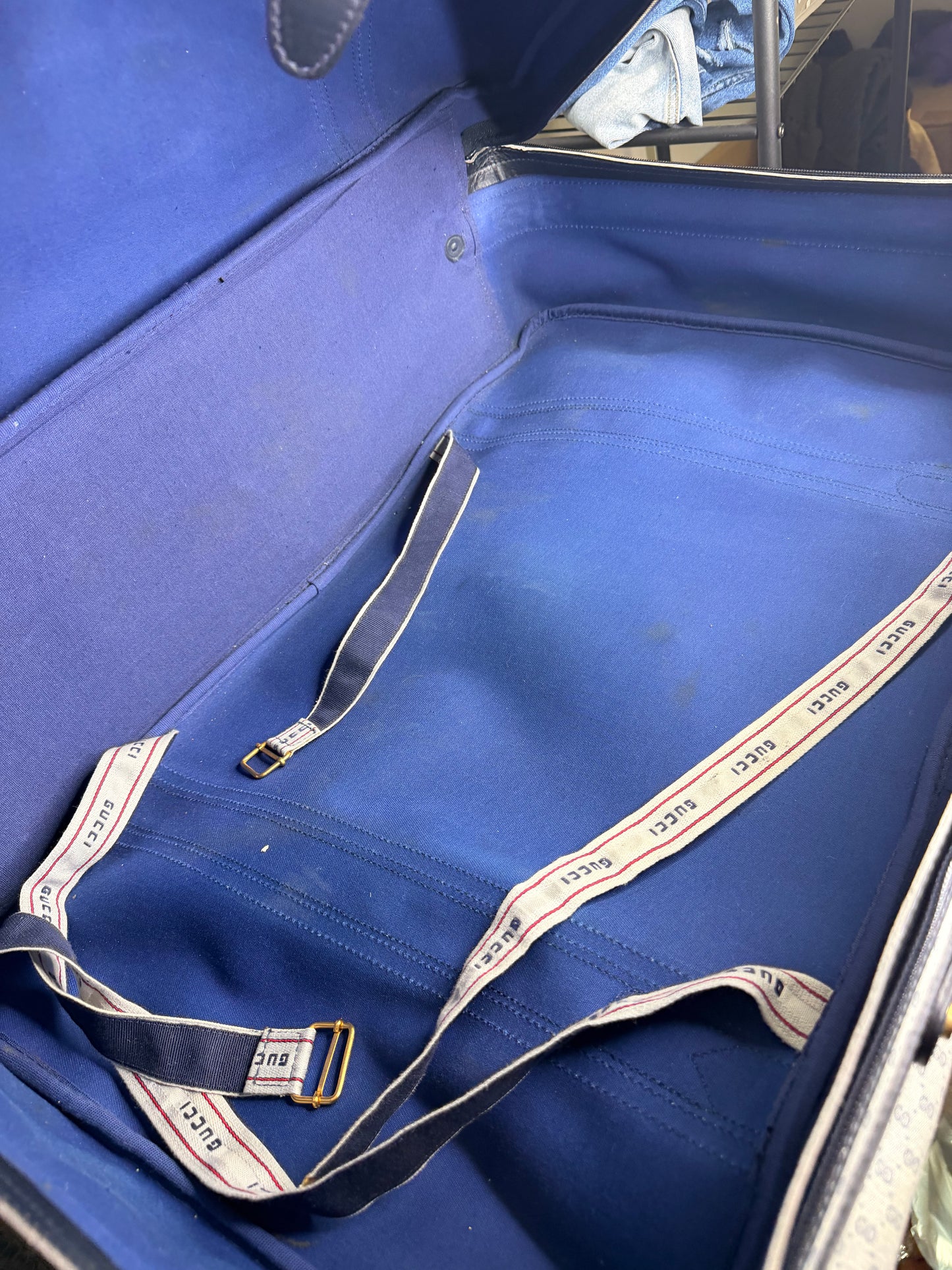 Gucci Navy Sherry Line Soft Suitcase