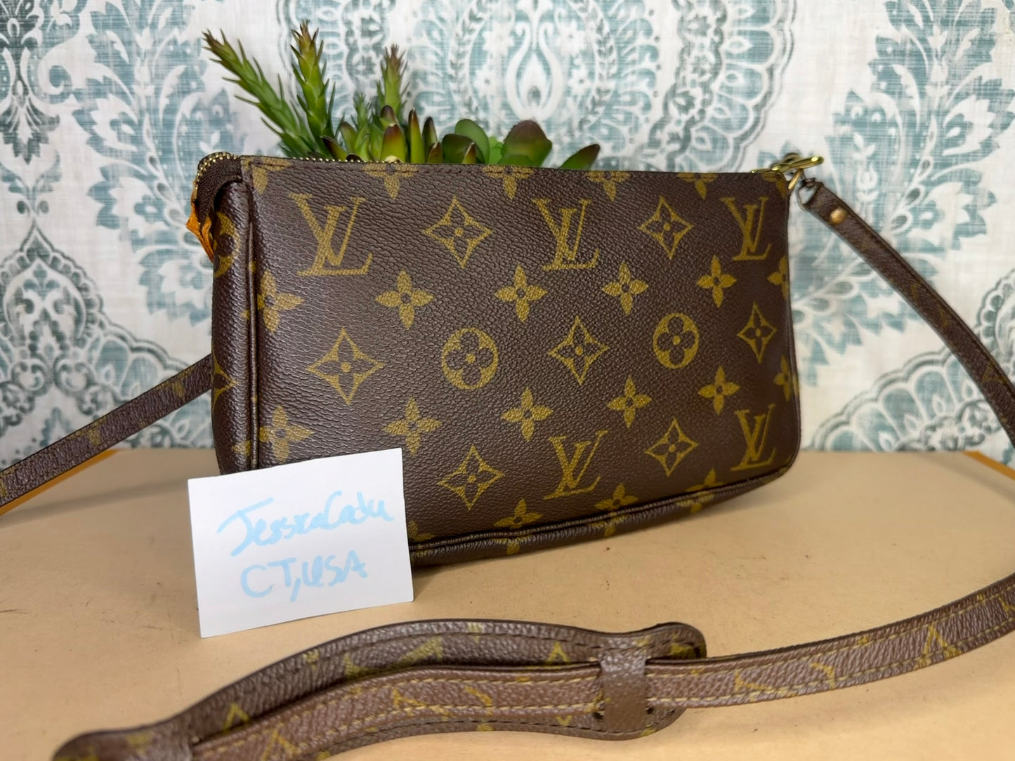 Louis Vuitton Pochette Accessories with Monogram Strap