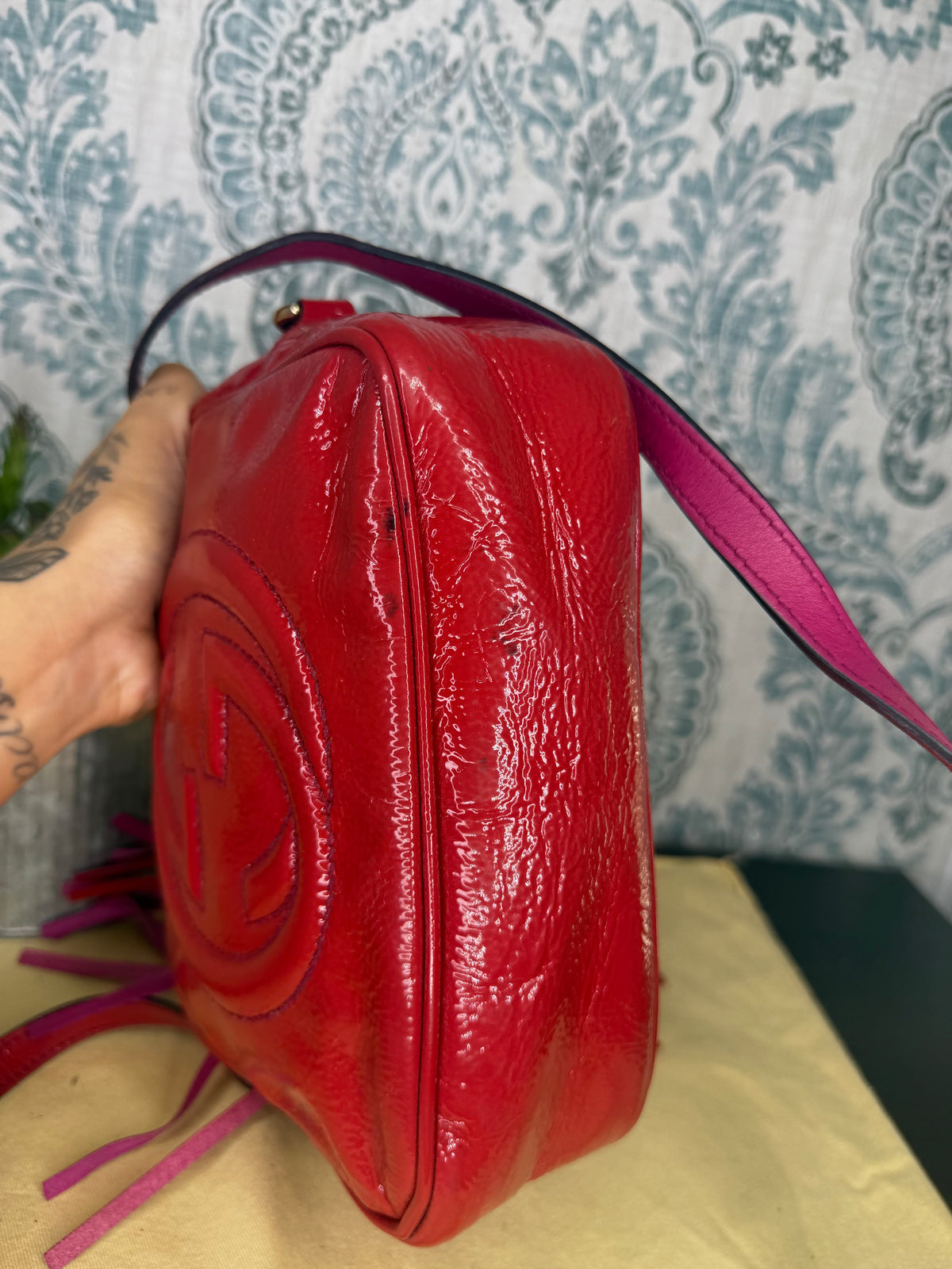 Gucci Red Soho Disco Patent Leather Crossbody