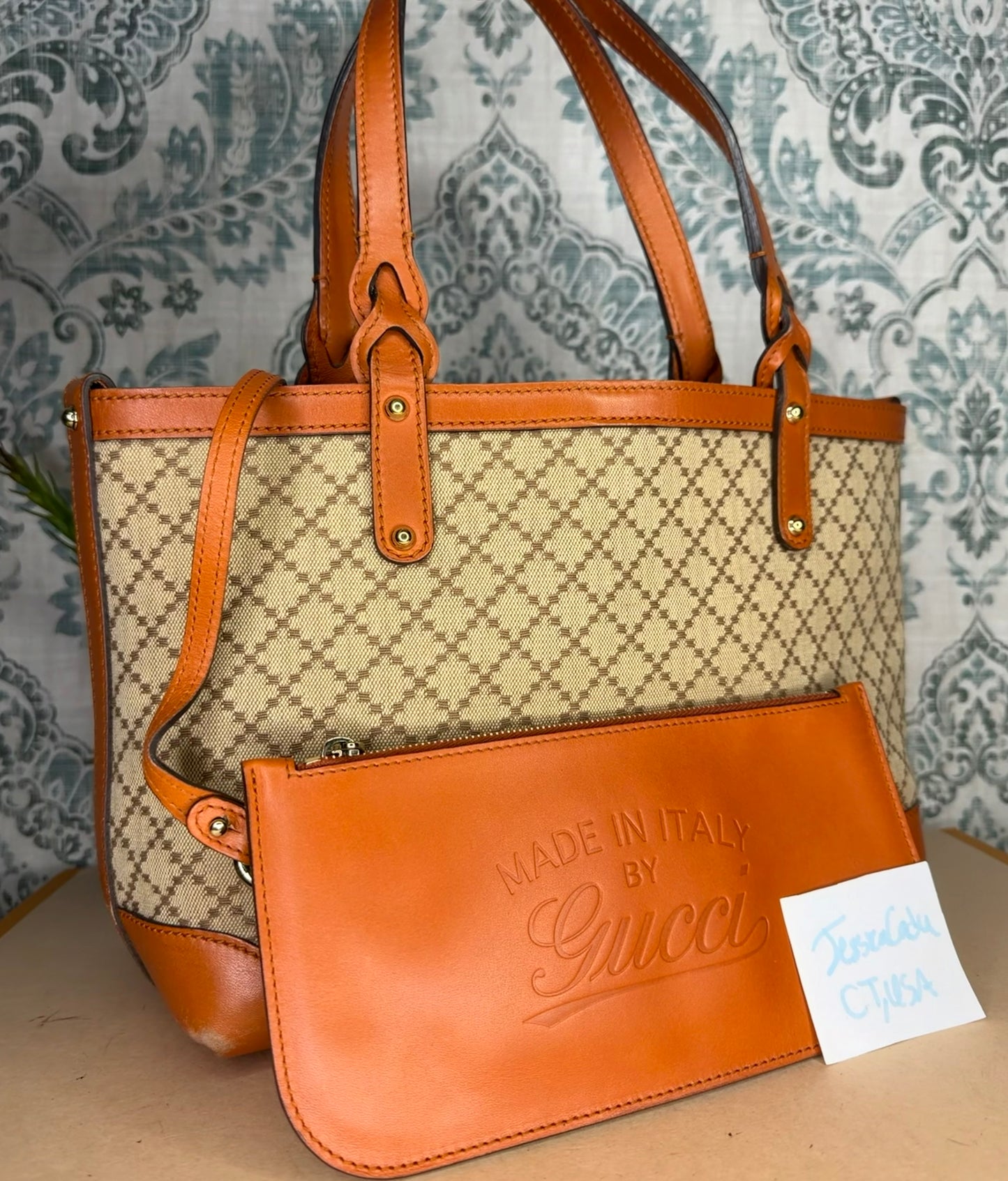 Gucci Diamante Orange Small Tote with Pouch