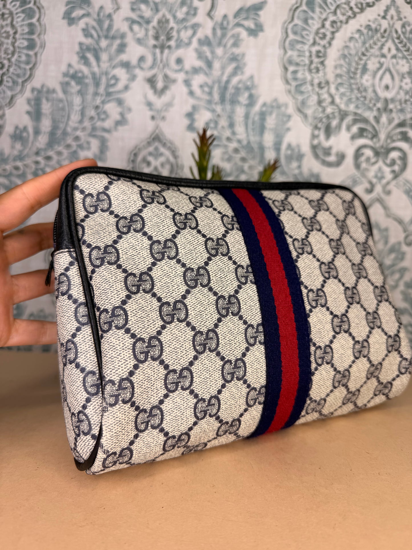 Gucci Navy Sherry Line Clutch