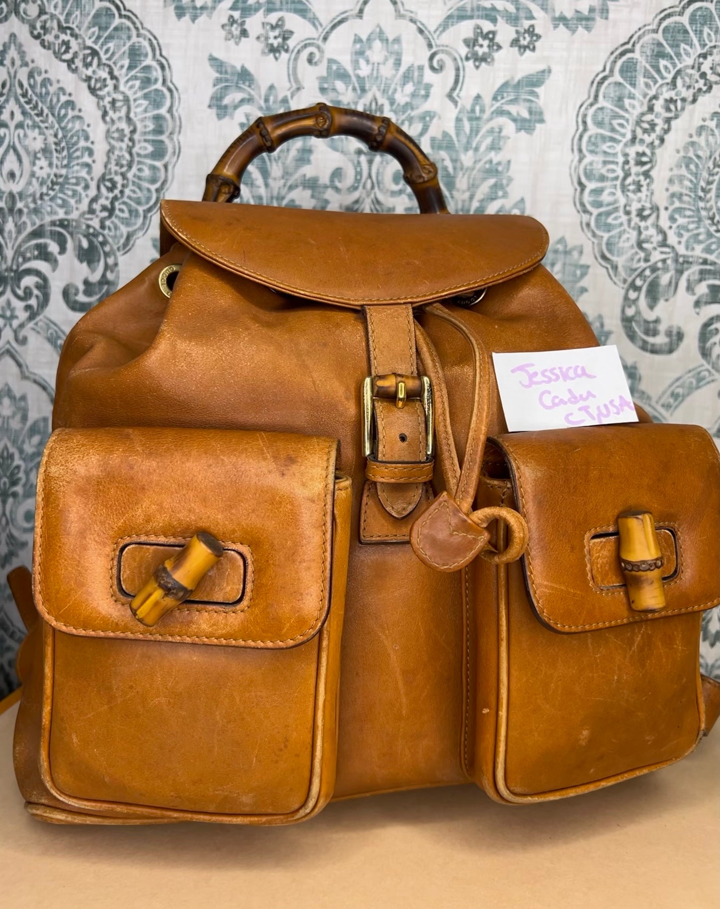 Gucci Bambo Brown Leather Backpack