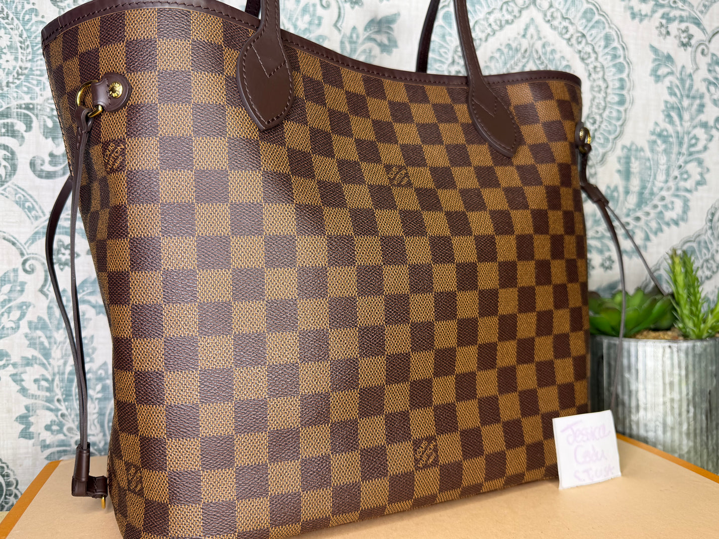 Louis Vuitton Damier Ebene Neverfull MM Rose Ballerine