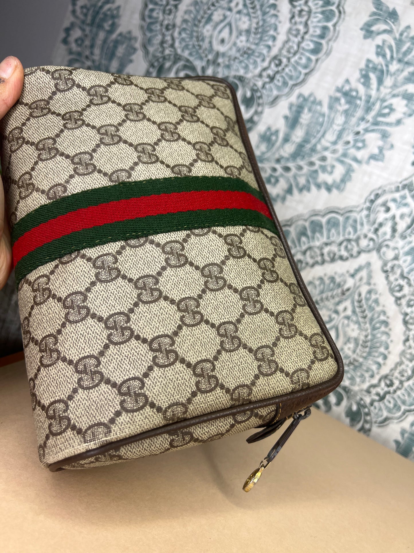 Gucci Supreme Brown Sherry Line Pouch