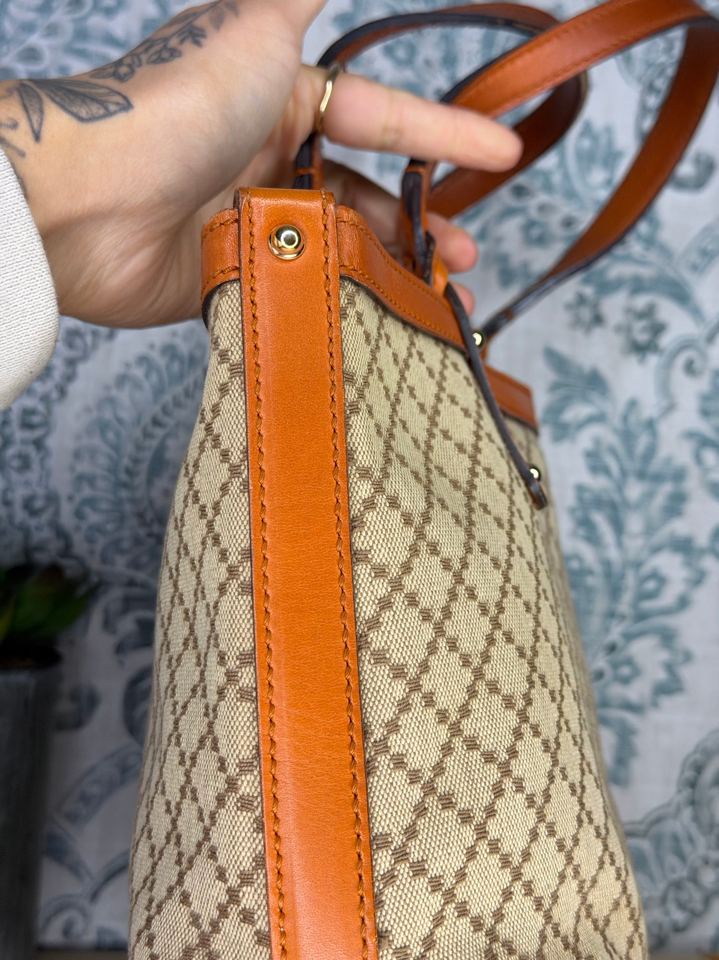 Gucci Diamante Orange Small Tote with Pouch