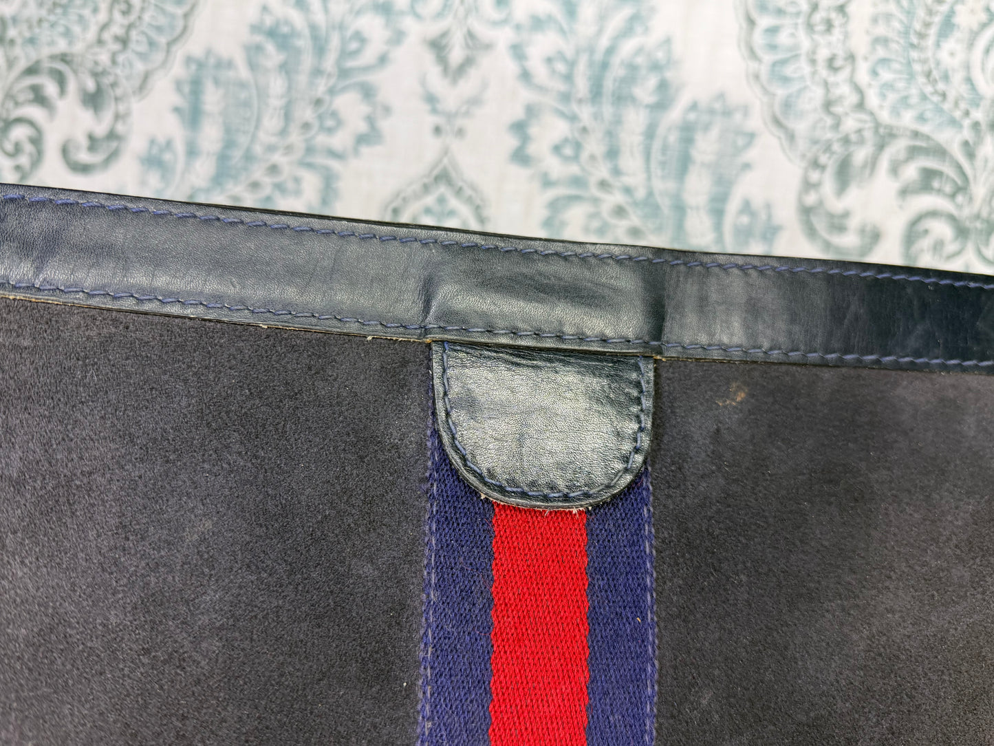 Gucci Black Suede Sherry Line Clutch