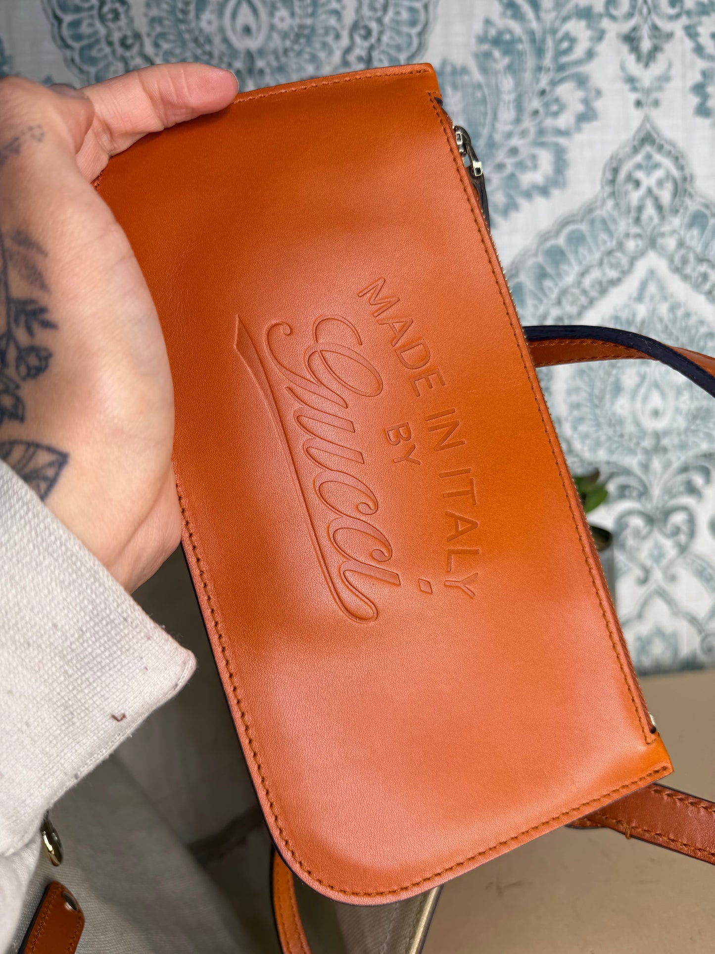 Gucci Diamante Orange Small Tote with Pouch