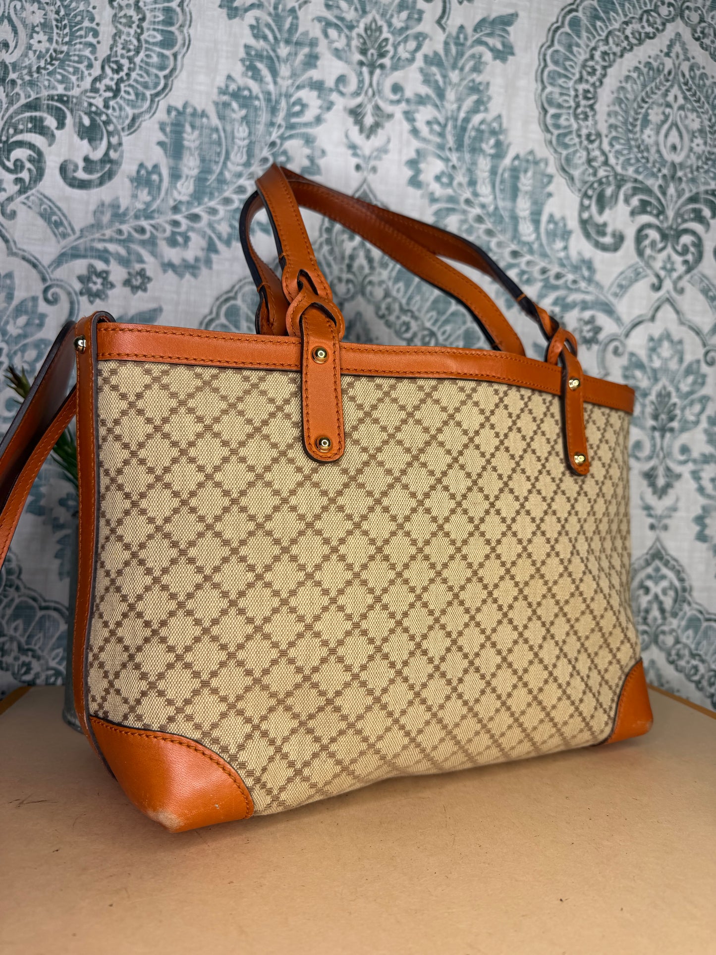 Gucci Diamante Orange Small Tote with Pouch