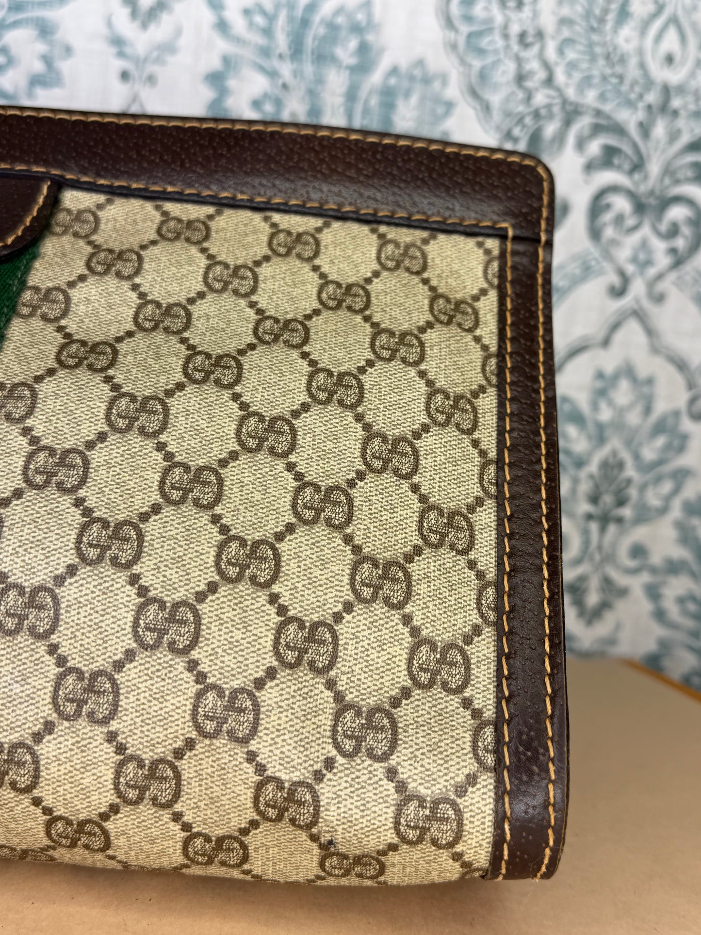 Gucci Supreme Brown Sherry Line Clutch (GG Parfums)