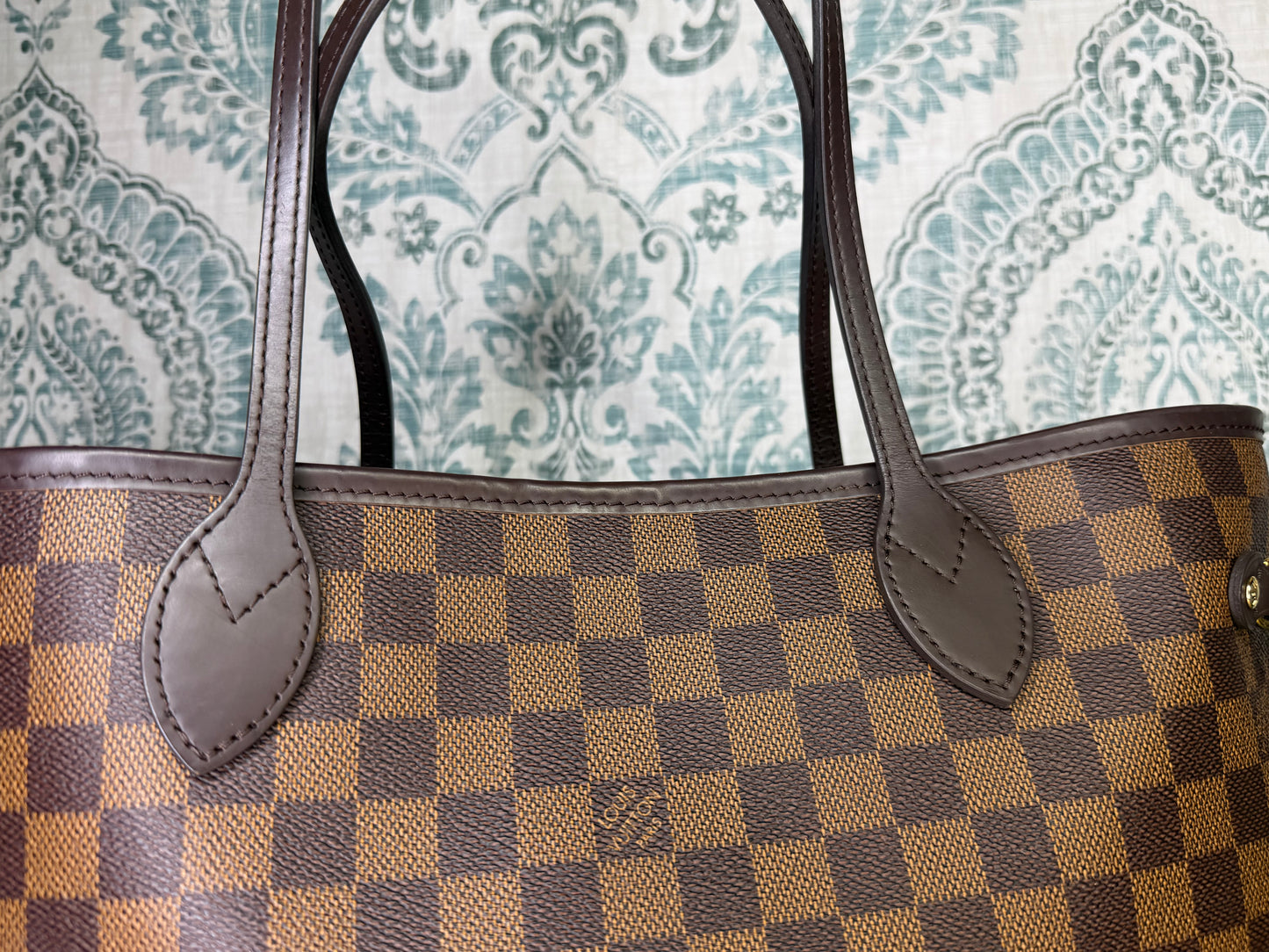 Louis Vuitton Damier Ebene Neverfull MM Rose Ballerine