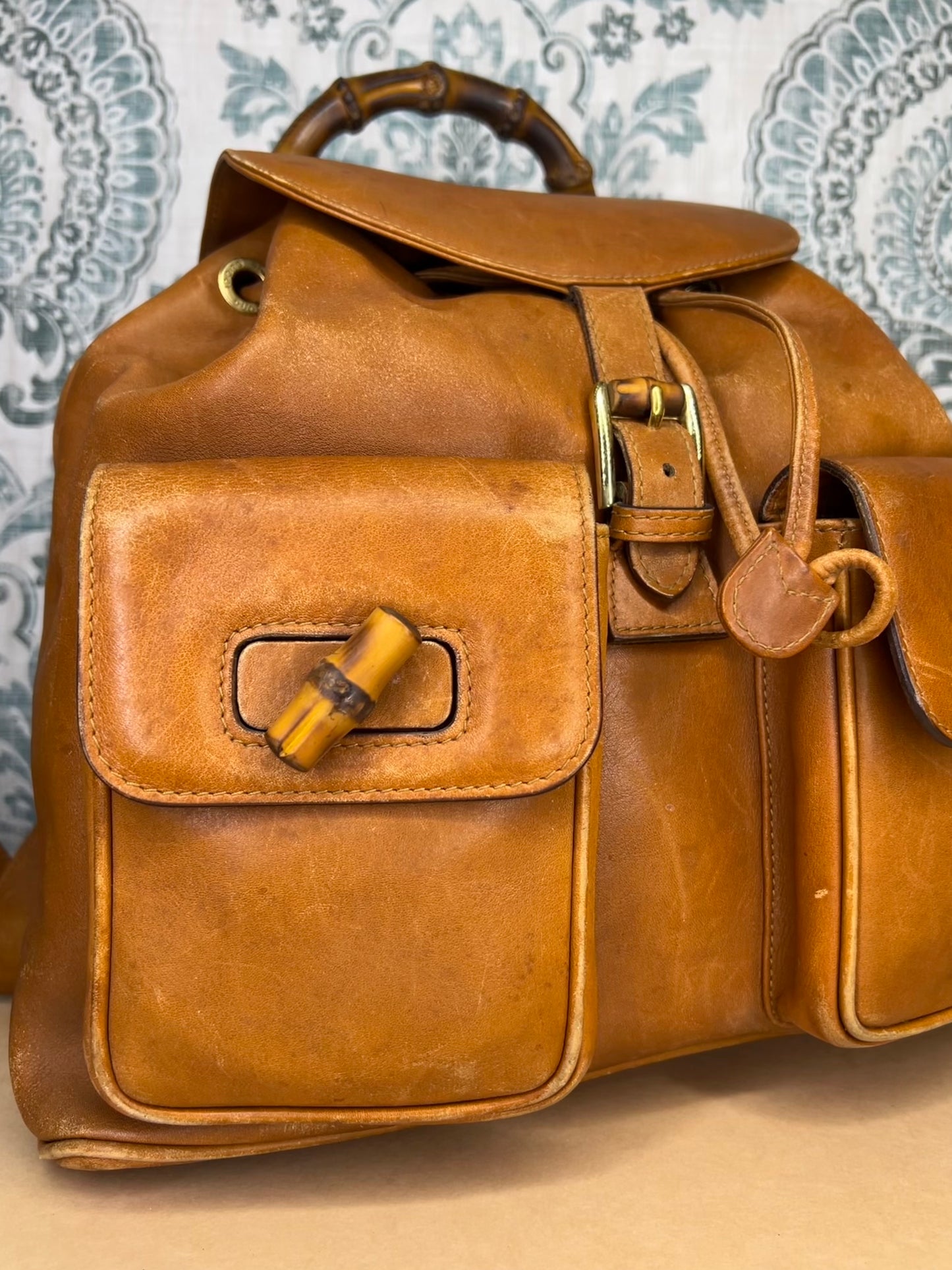 Gucci Bambo Brown Leather Backpack