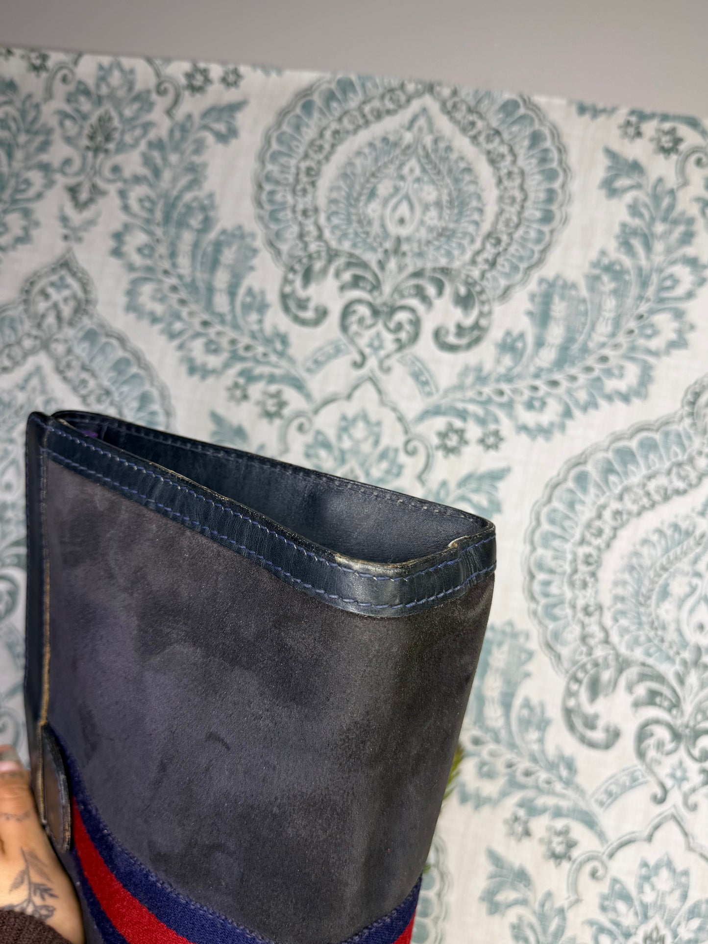 Gucci Black Suede Sherry Line Clutch