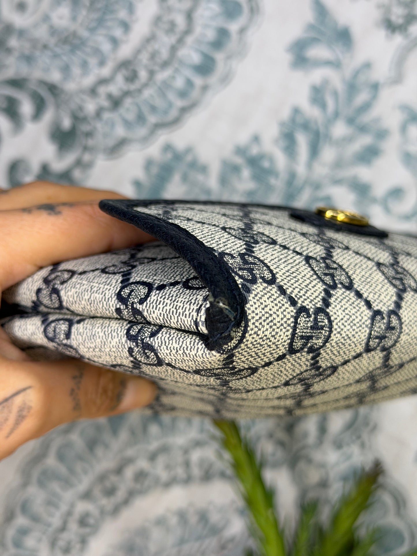 Gucci Supreme Navy Clutch