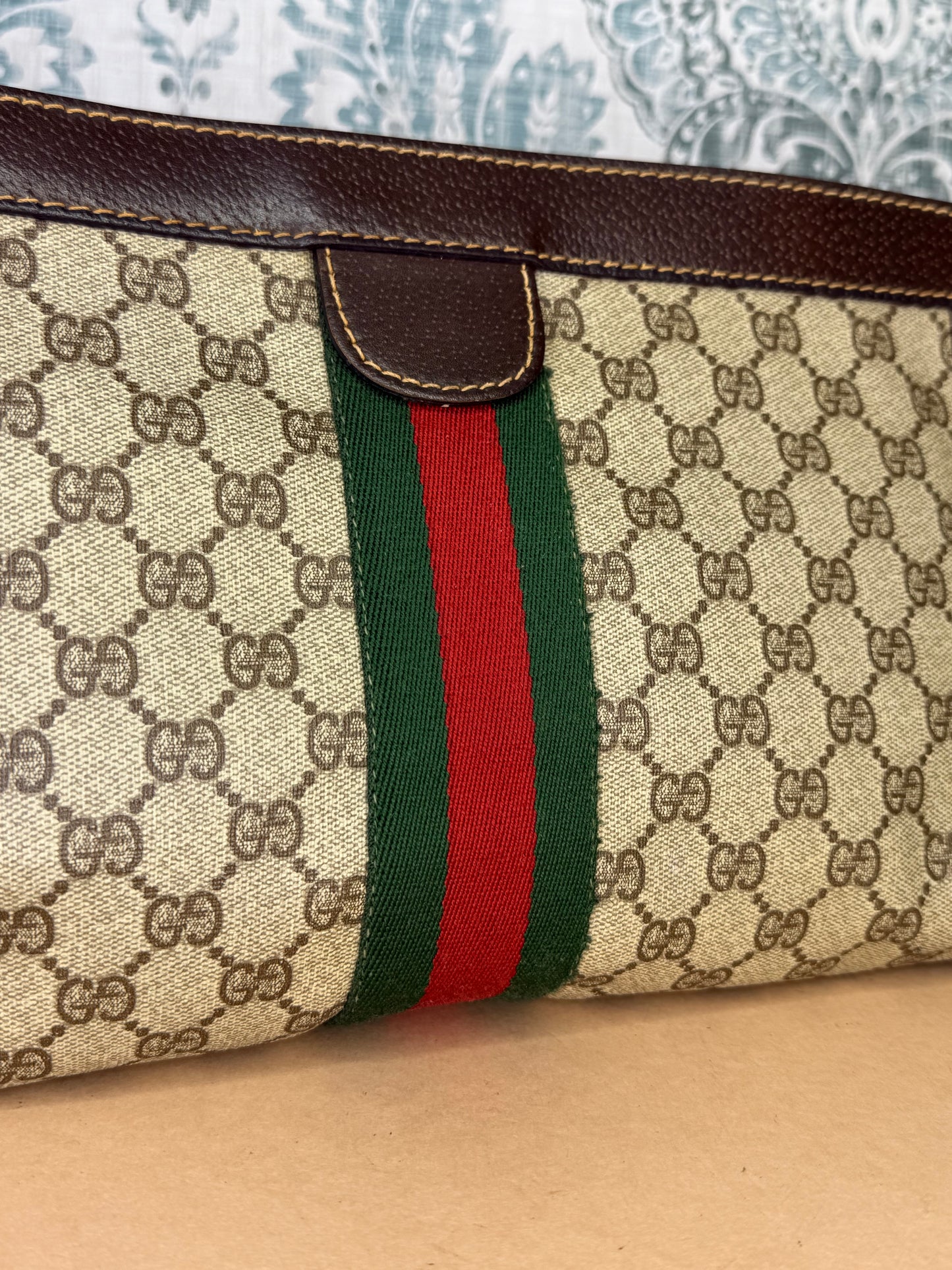 Gucci Supreme Brown Sherry Line Clutch (GG Parfums)