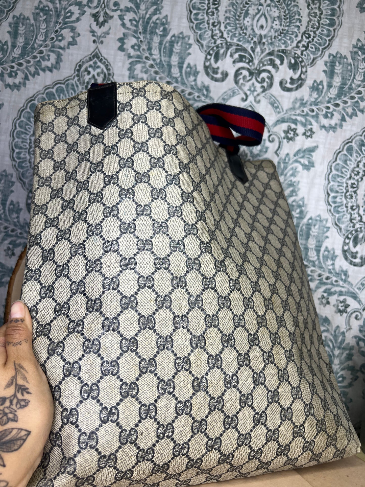 Navy Gucci Supreme Tote