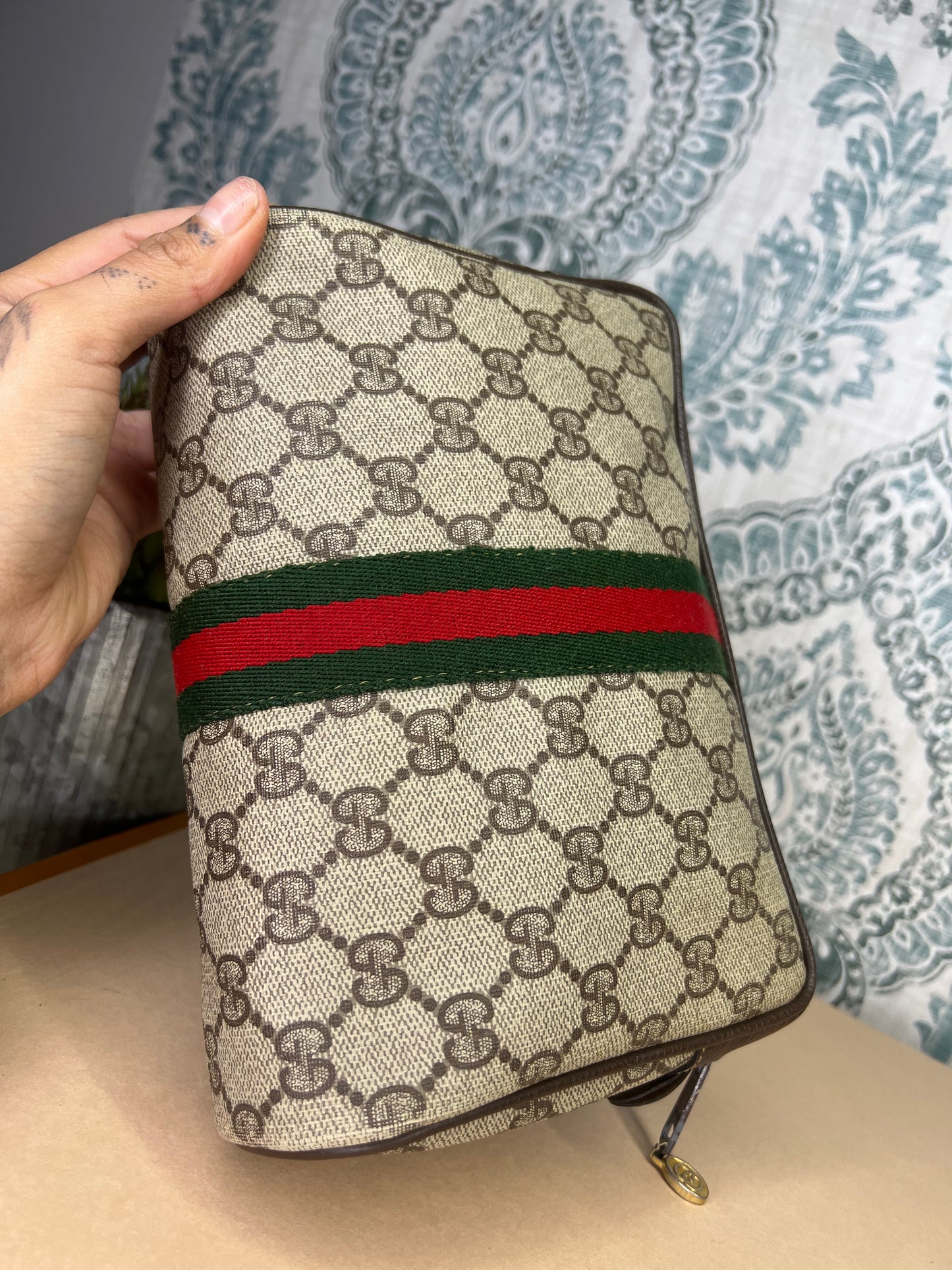 Gucci Supreme Brown Sherry Line Pouch