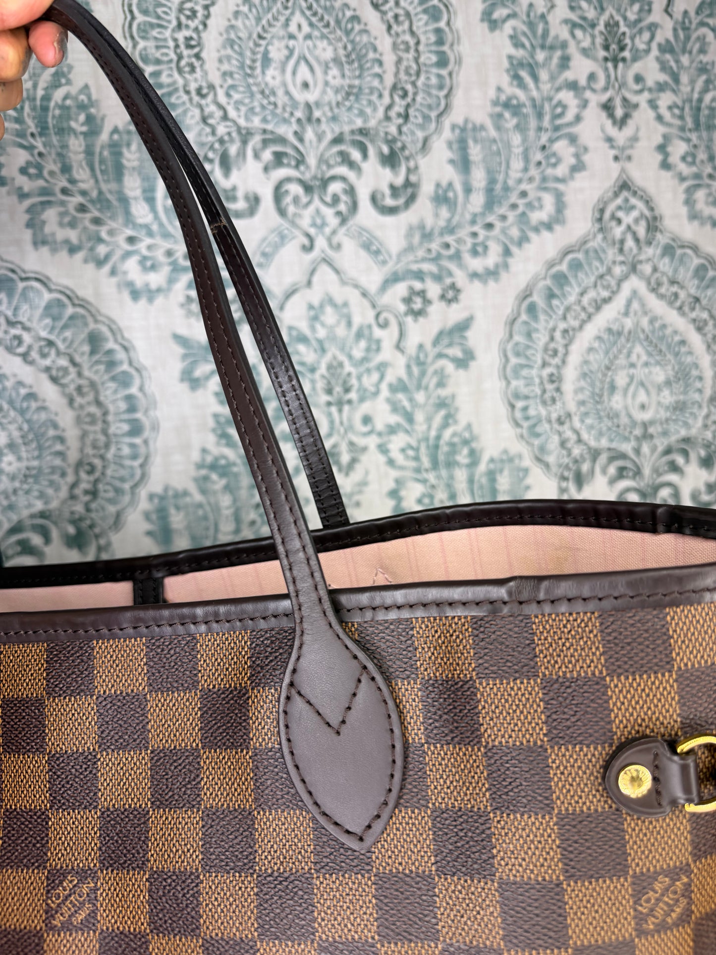 Louis Vuitton Damier Ebene Neverfull MM Rose Ballerine
