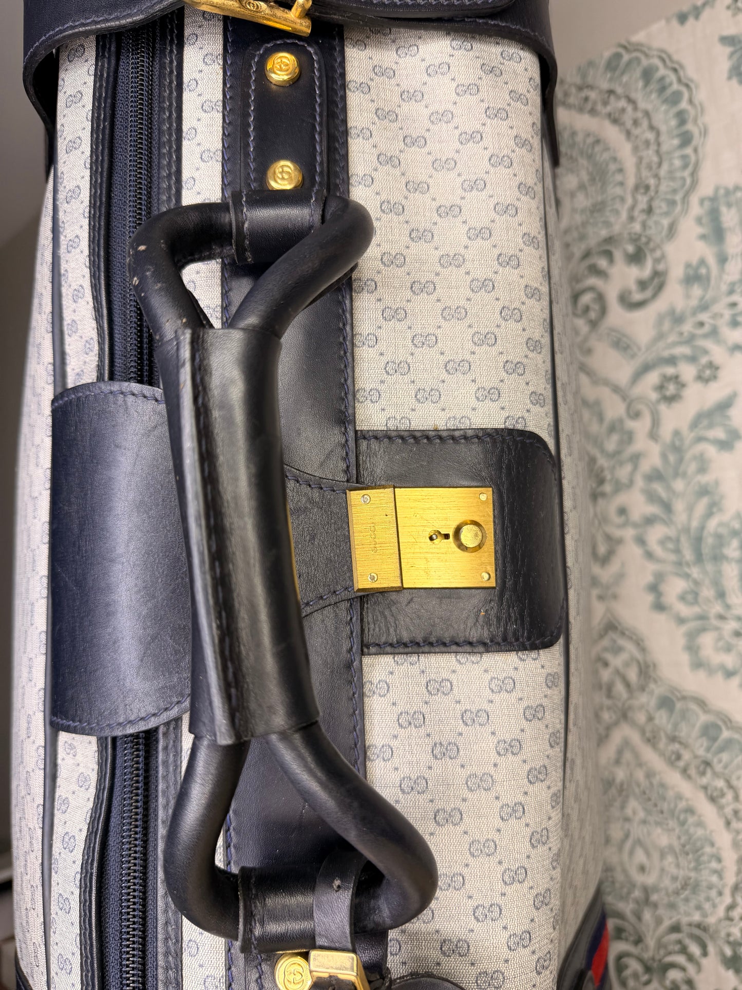Gucci Navy Sherry Line Soft Suitcase