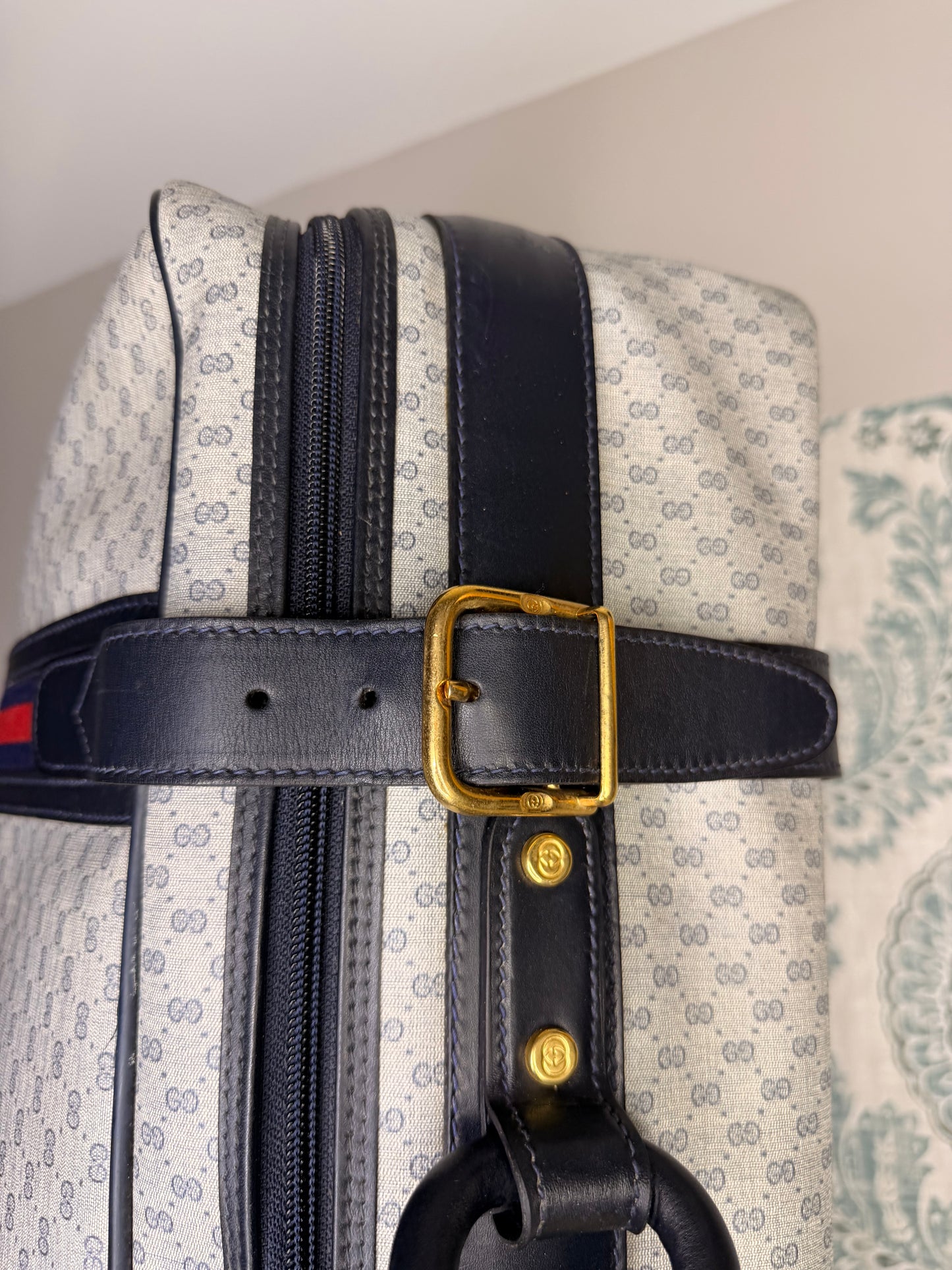 Gucci Navy Sherry Line Soft Suitcase