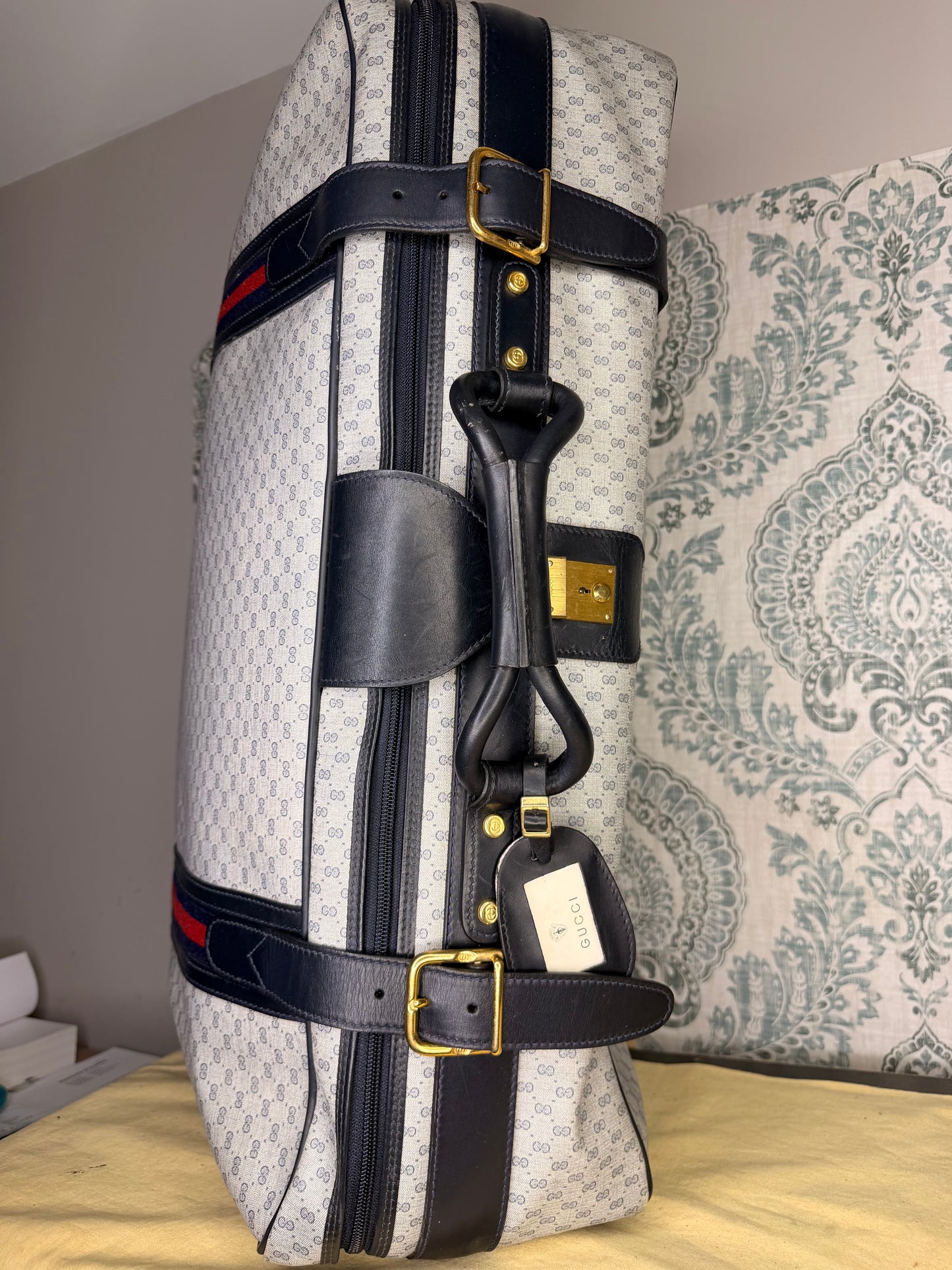 Gucci Navy Sherry Line Soft Suitcase