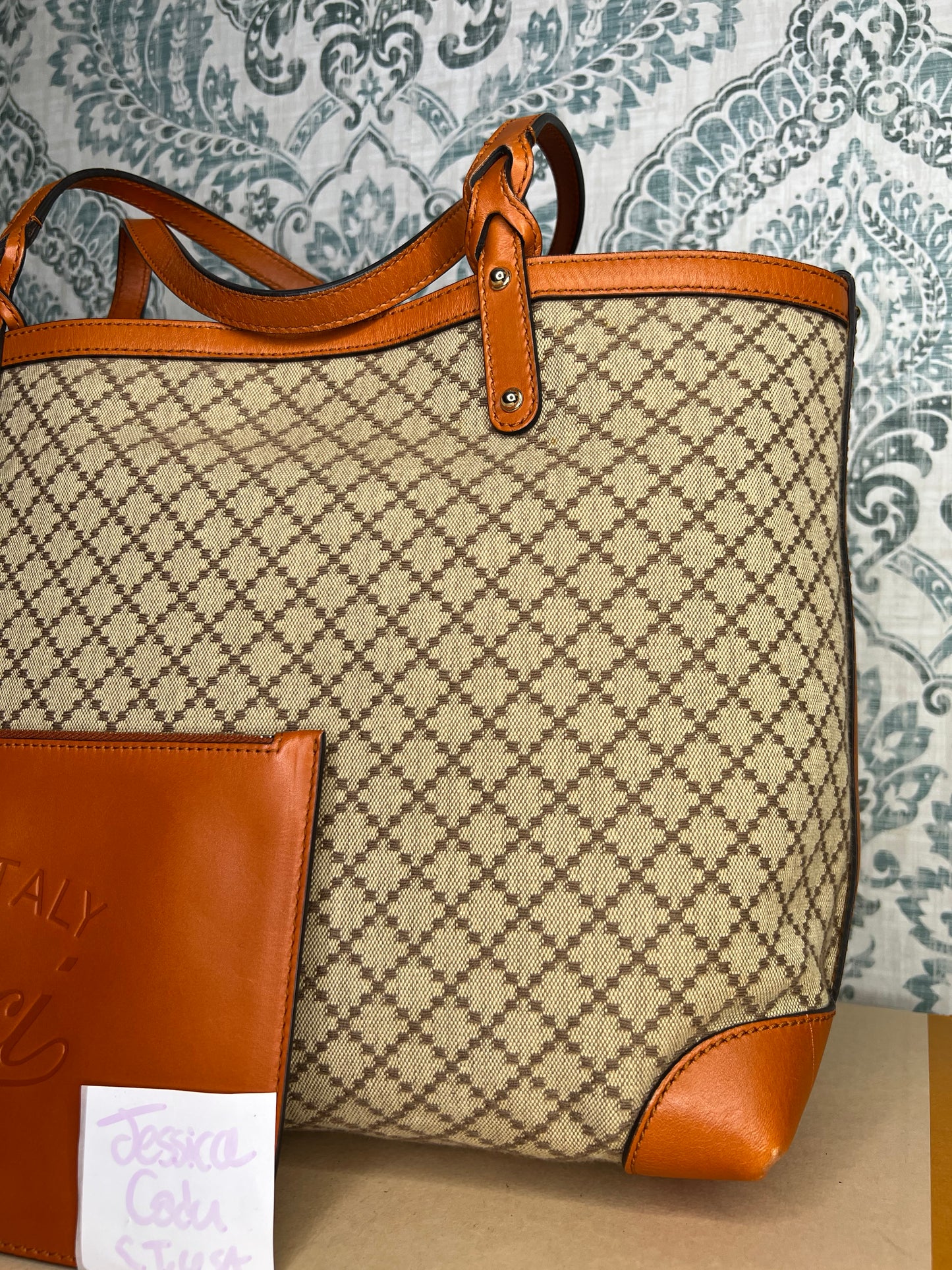 Gucci Diamante Orange Medium Tote with Pouch