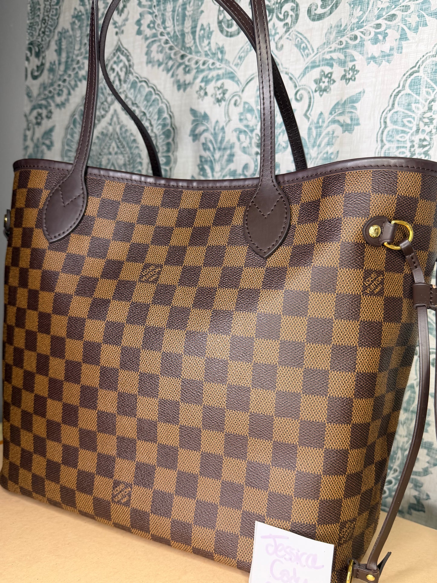 Louis Vuitton Damier Ebene Neverfull MM Rose Ballerine