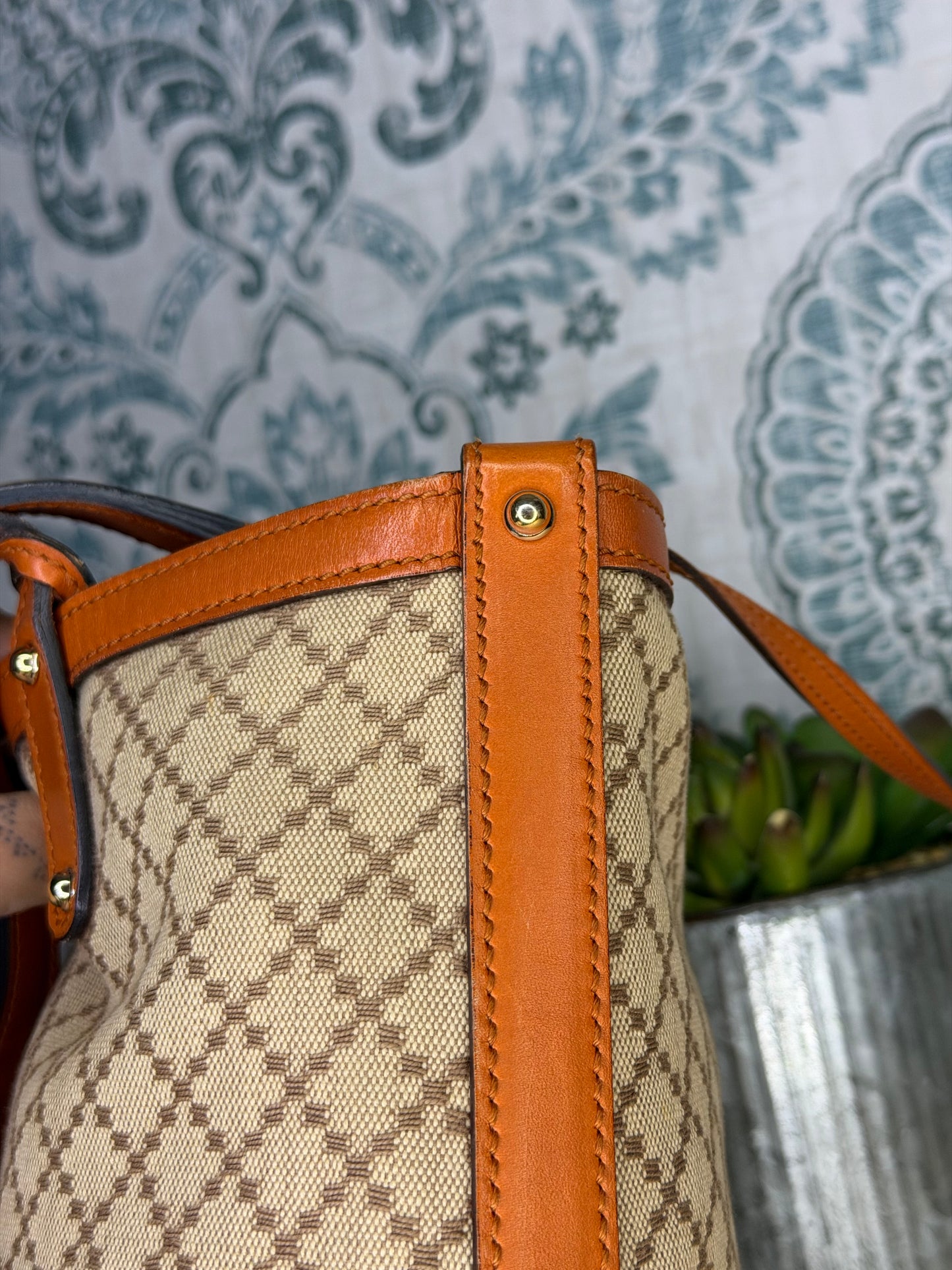 Gucci Diamante Orange Small Tote with Pouch
