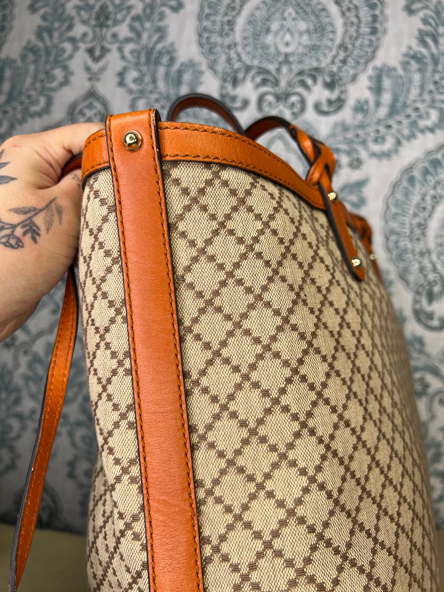 Gucci Diamante Orange Medium Tote with Pouch