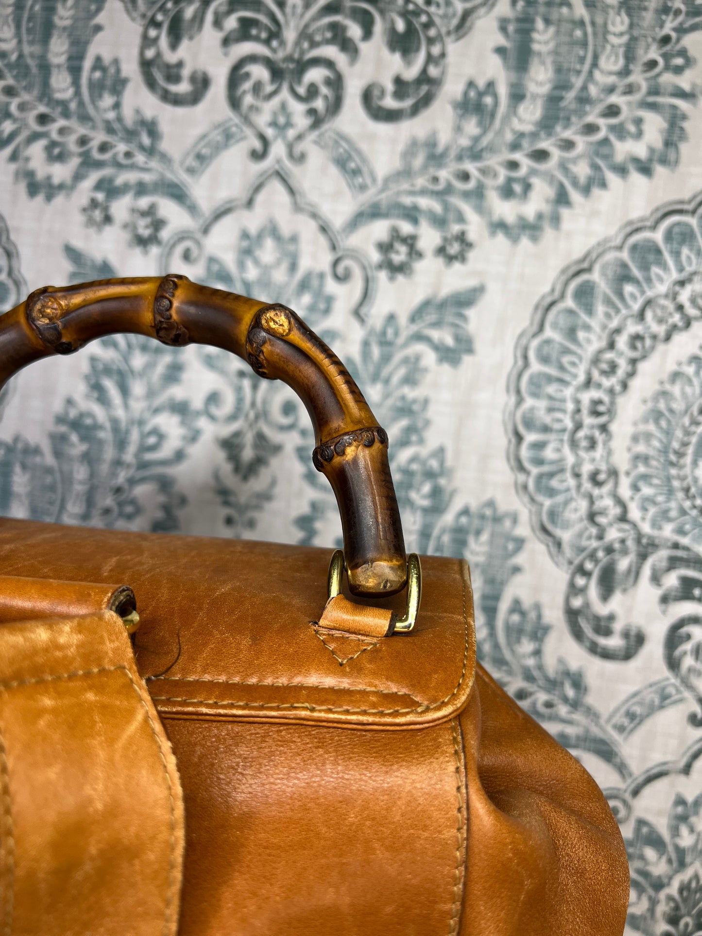 Gucci Bambo Brown Leather Backpack