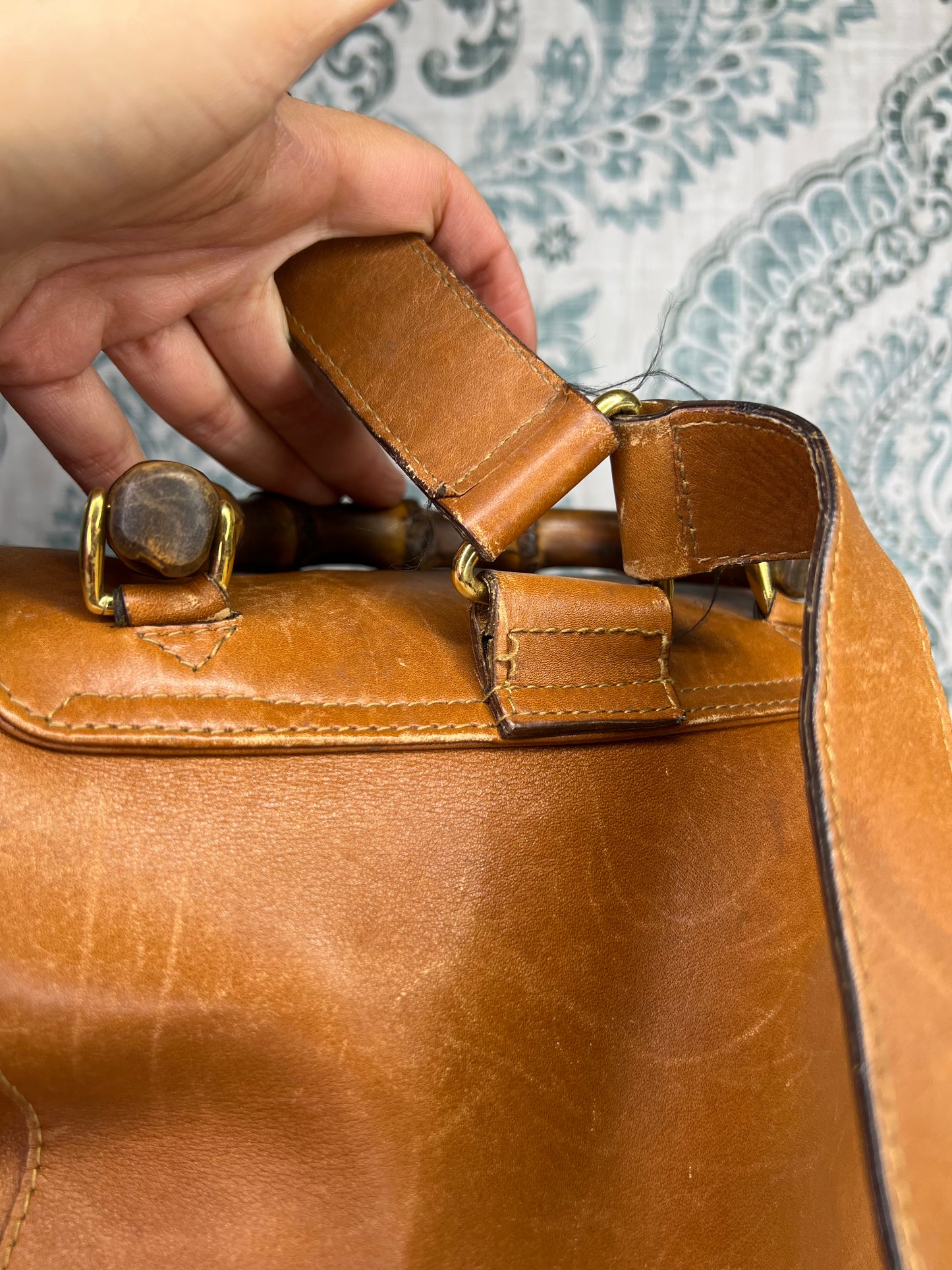 Gucci Bambo Brown Leather Backpack