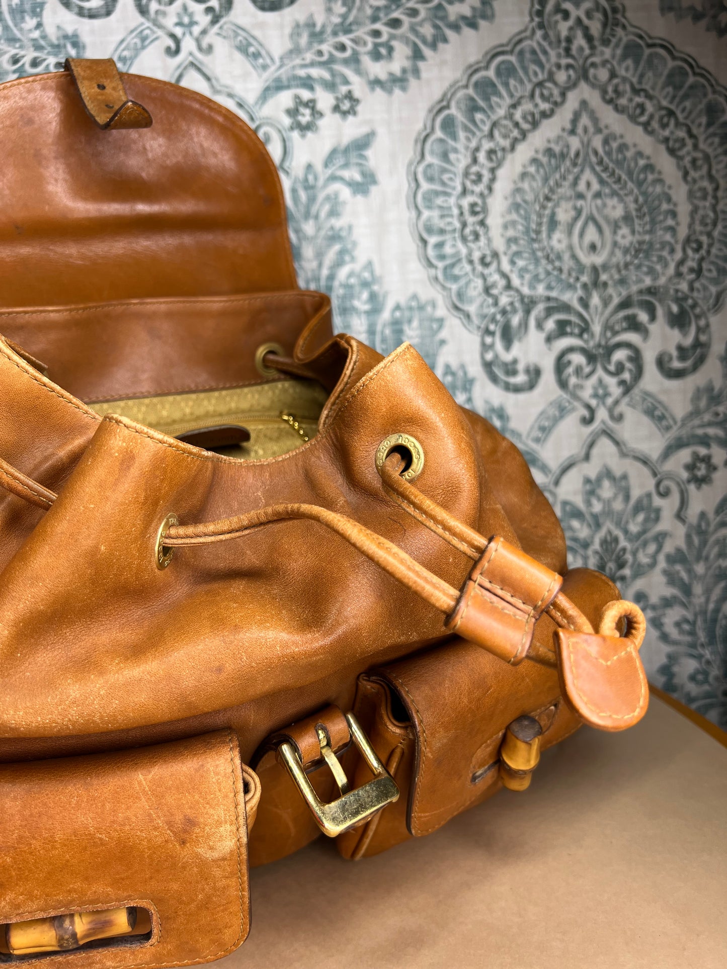 Gucci Bambo Brown Leather Backpack