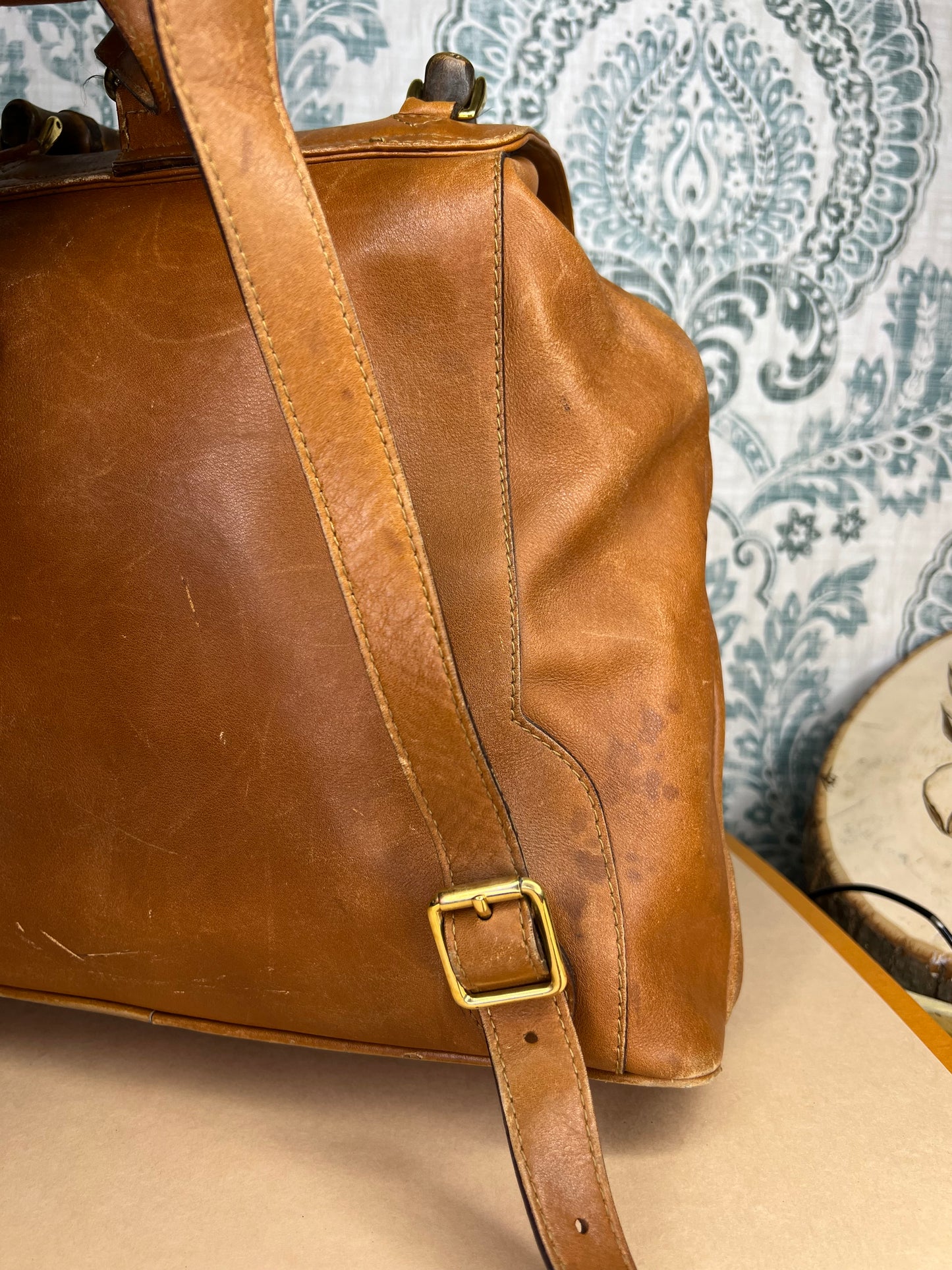 Gucci Bambo Brown Leather Backpack