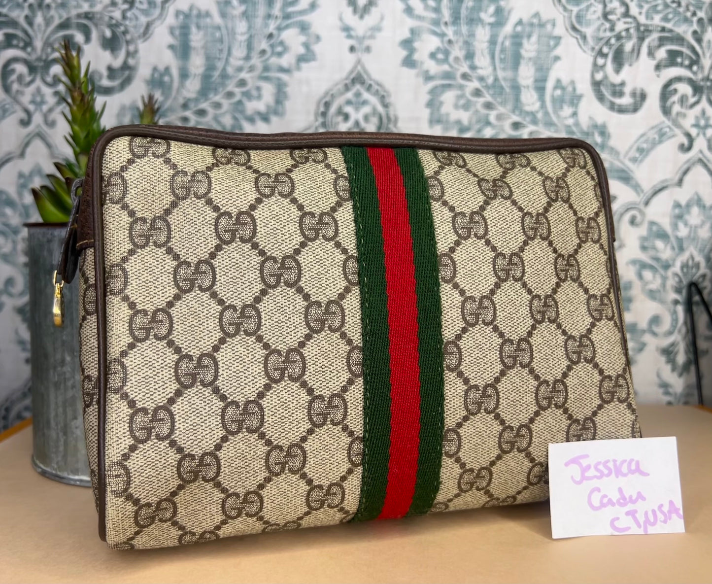 Gucci Supreme Brown Sherry Line Pouch
