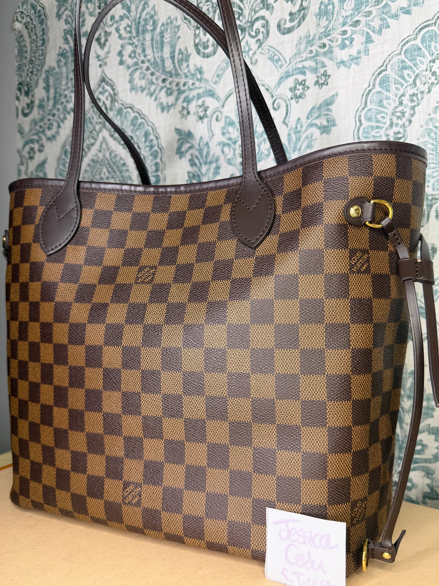 Louis Vuitton Damier Ebene Neverfull MM Rose Ballerine
