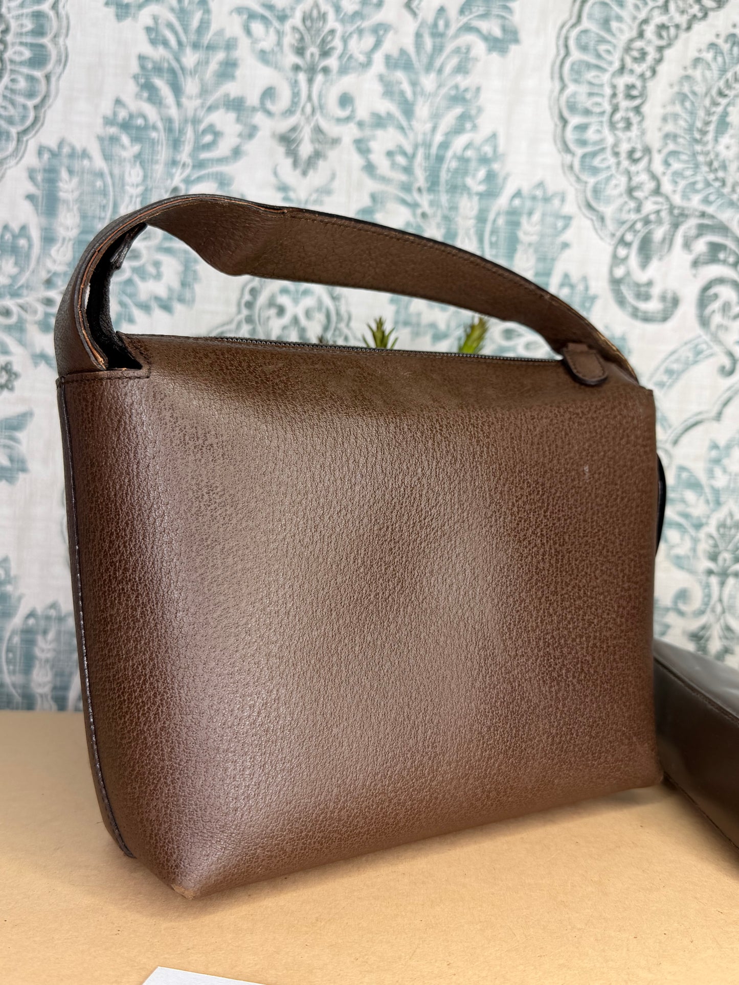 Gucci Vintage Brown Handbag with Pouch