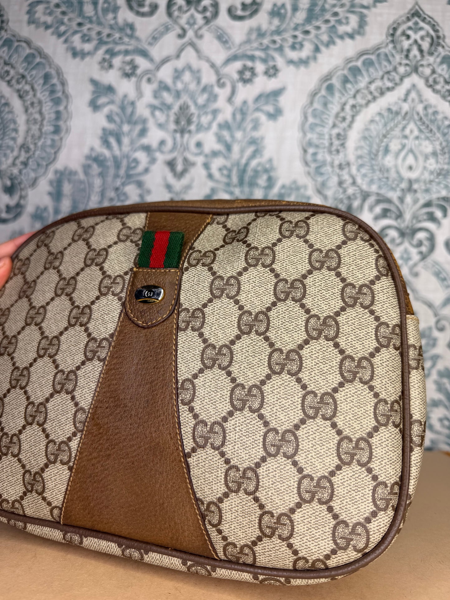 Gucci Supreme Sherry Line Wristlet Clutch