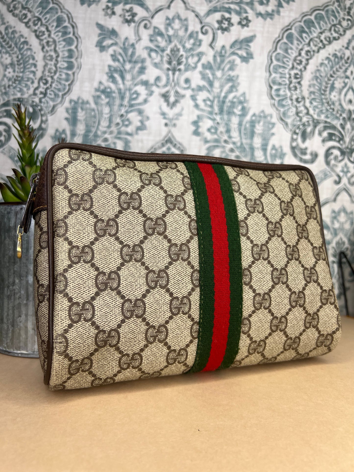 Gucci Supreme Brown Sherry Line Pouch