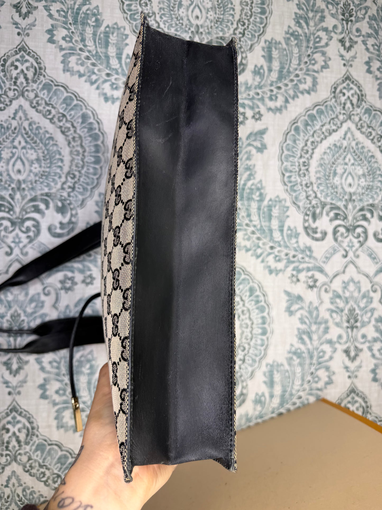 Gucci Black Canvas GG Small Tote