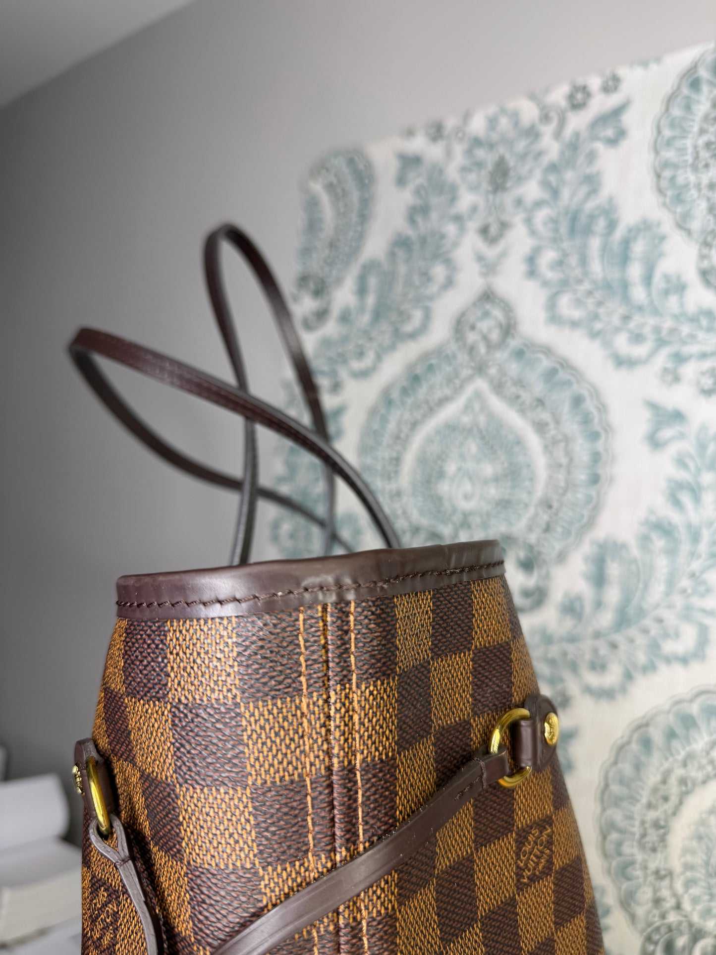 Louis Vuitton Damier Ebene Neverfull MM Rose Ballerine