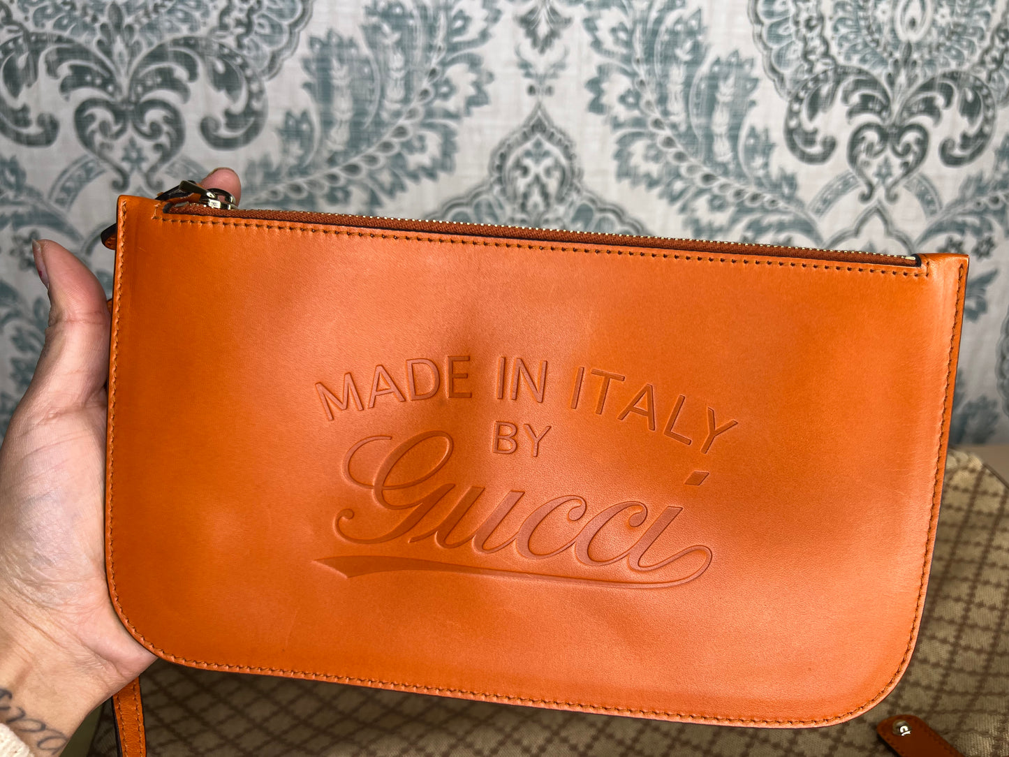 Gucci Diamante Orange Medium Tote with Pouch