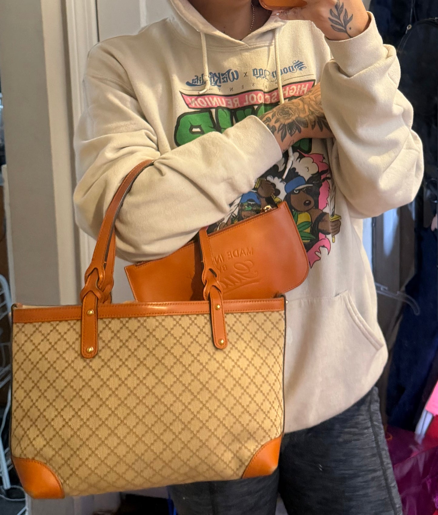 Gucci Diamante Orange Small Tote with Pouch