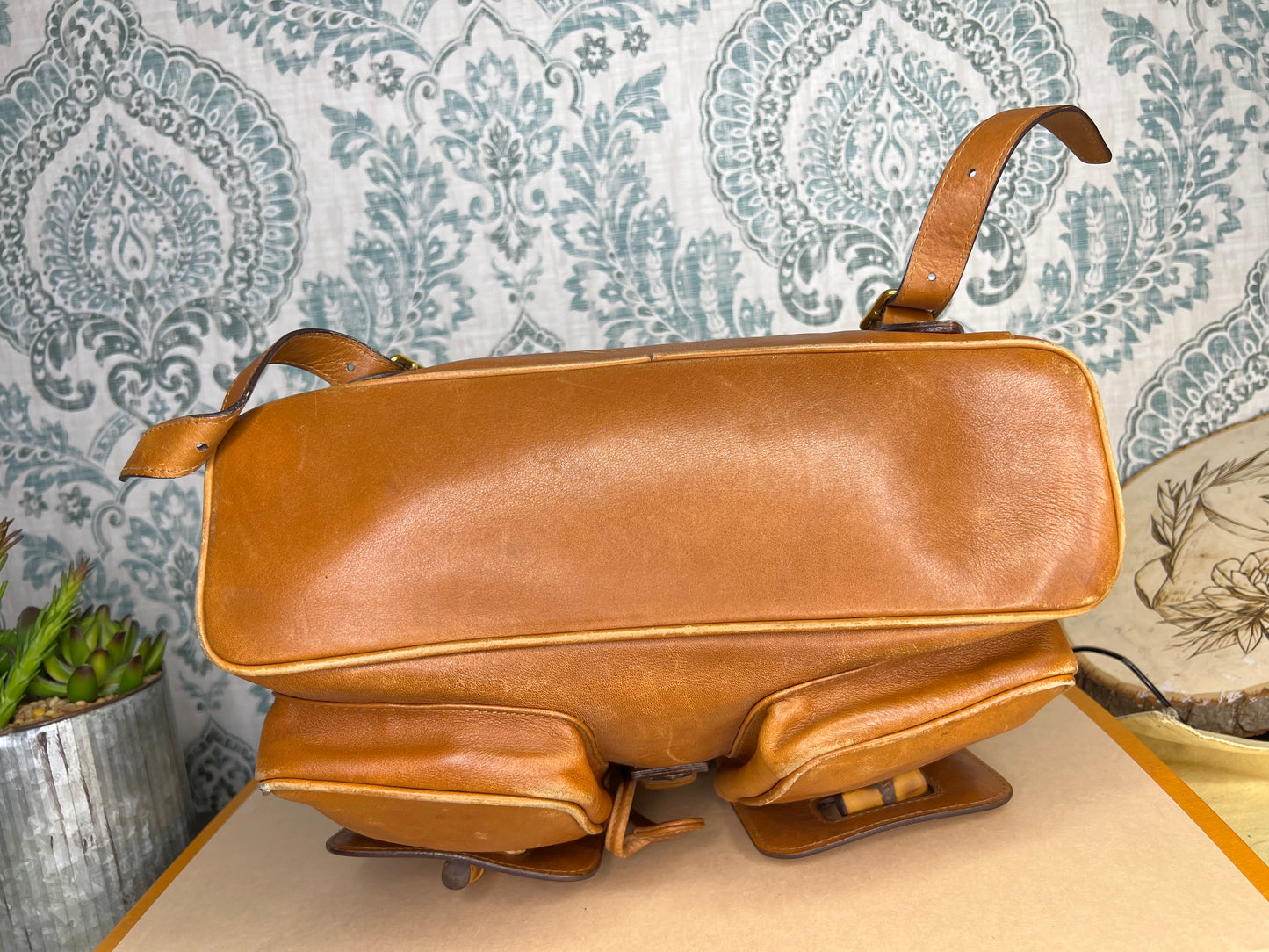 Gucci Bambo Brown Leather Backpack