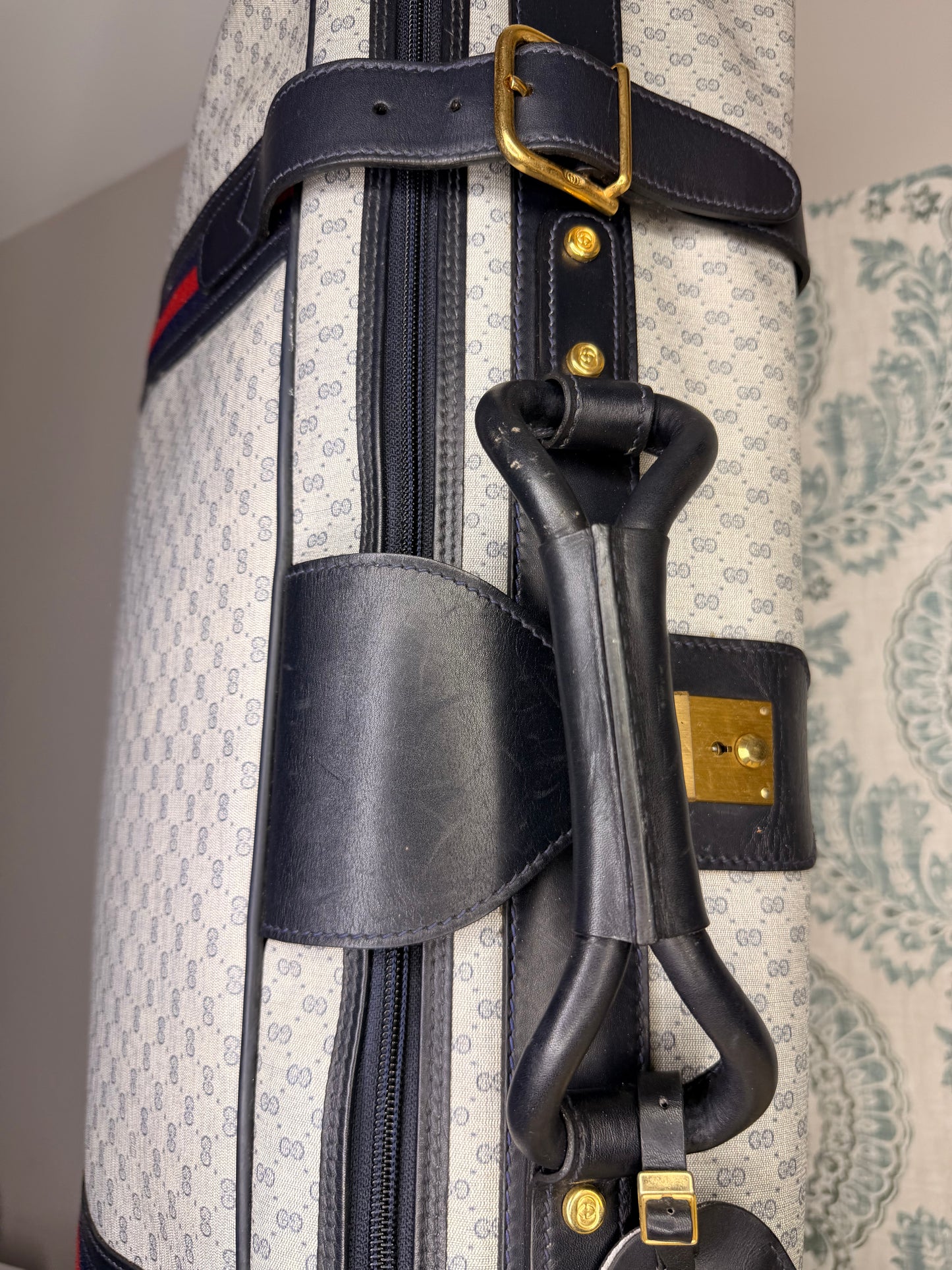 Gucci Navy Sherry Line Soft Suitcase