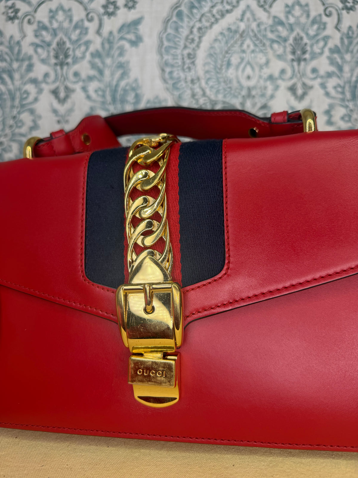 Gucci Sylvie Red Sherry Line Shoulder Bag