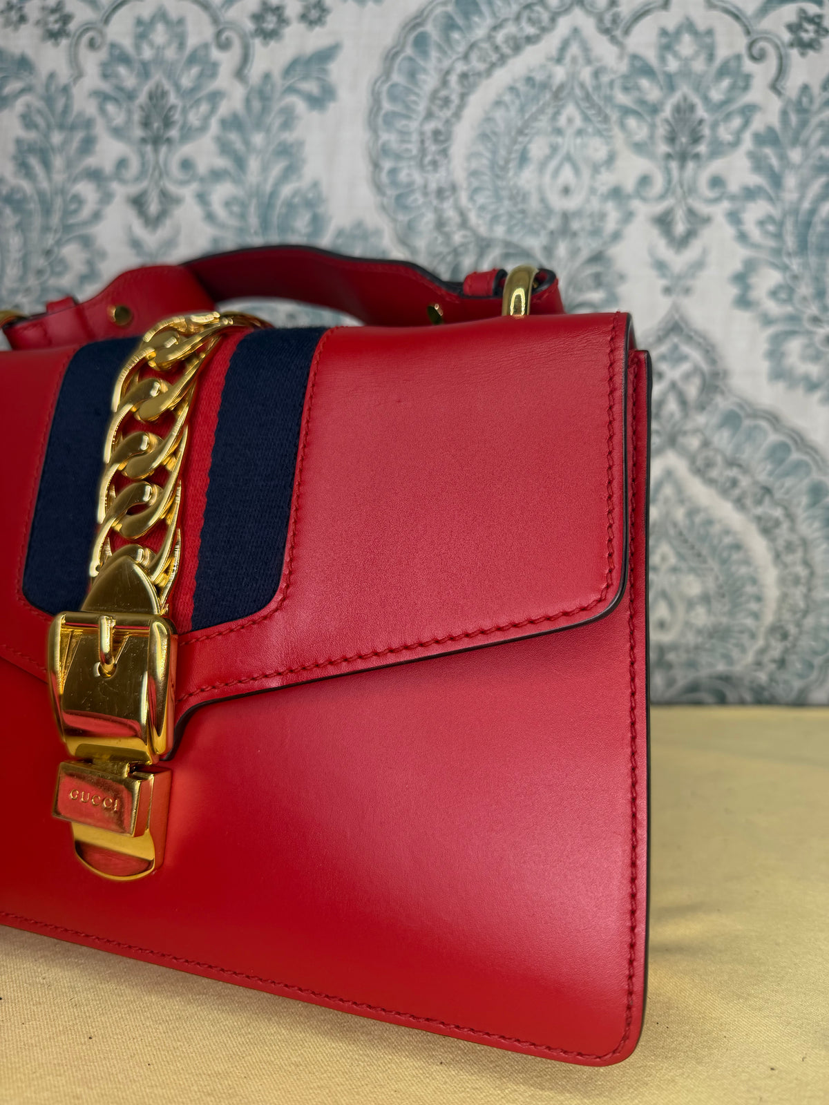 Gucci Sylvie Red Sherry Line Shoulder Bag