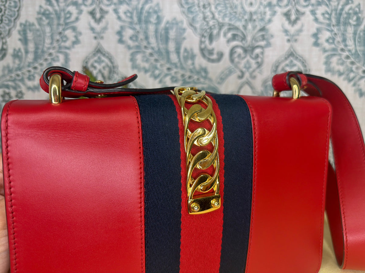 Gucci Sylvie Red Sherry Line Shoulder Bag