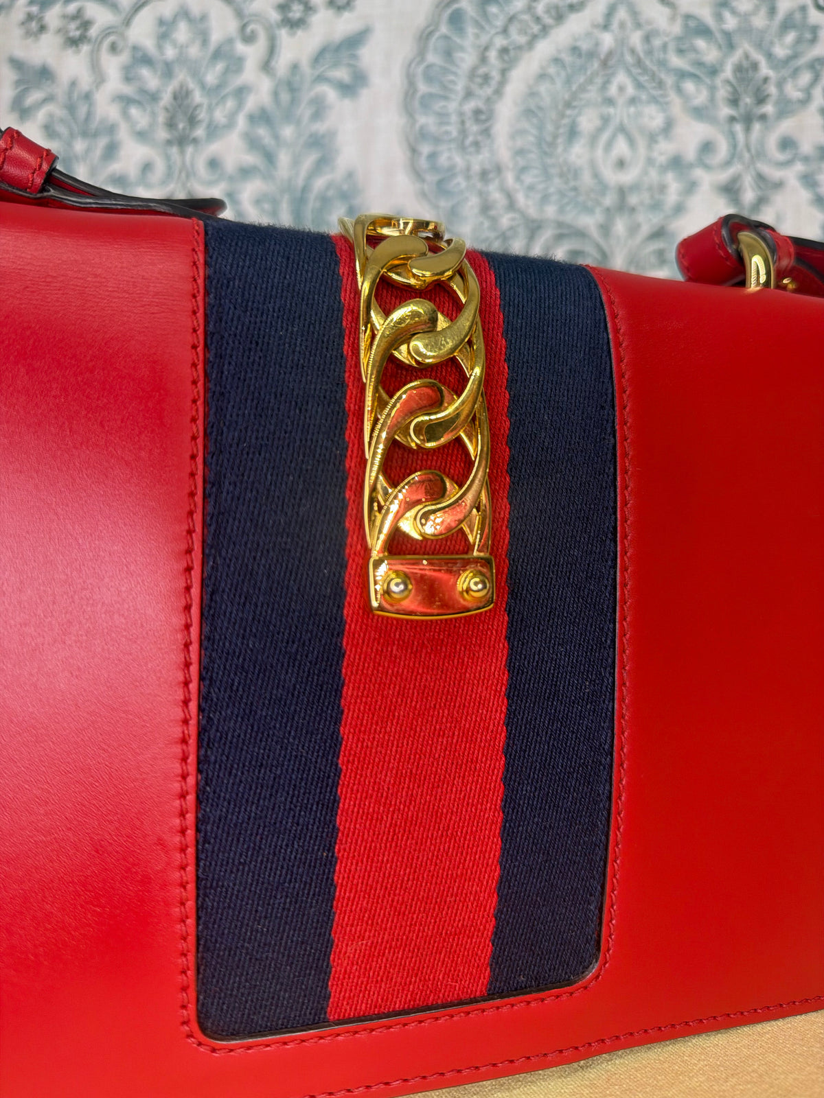Gucci Sylvie Red Sherry Line Shoulder Bag